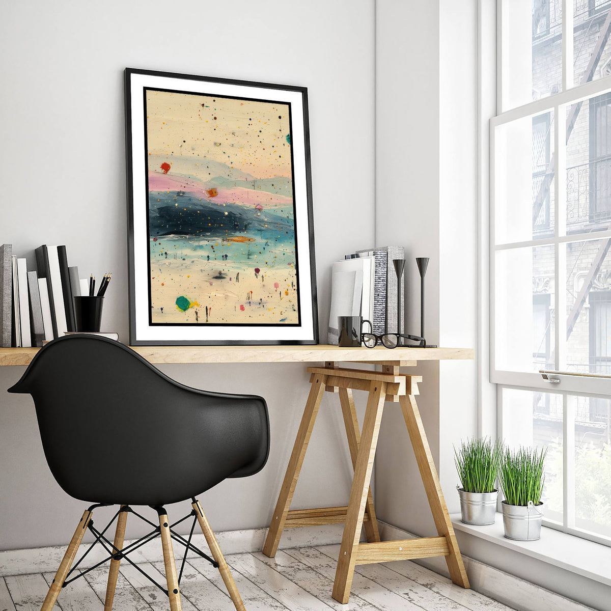 Maya Bay Thailand Art Print - Abstract Beach Poster - Textured Coastal Painting - Koh Phi Phi 1/3