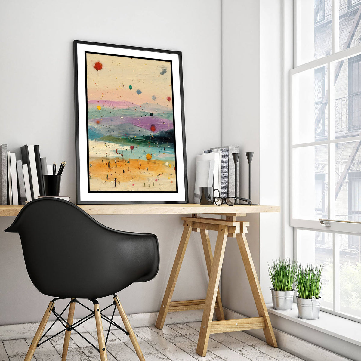 Maya Bay Thailand Art Print - Abstract Beach Poster - Textured Coastal Painting - Koh Phi Phi Sunset 3/3