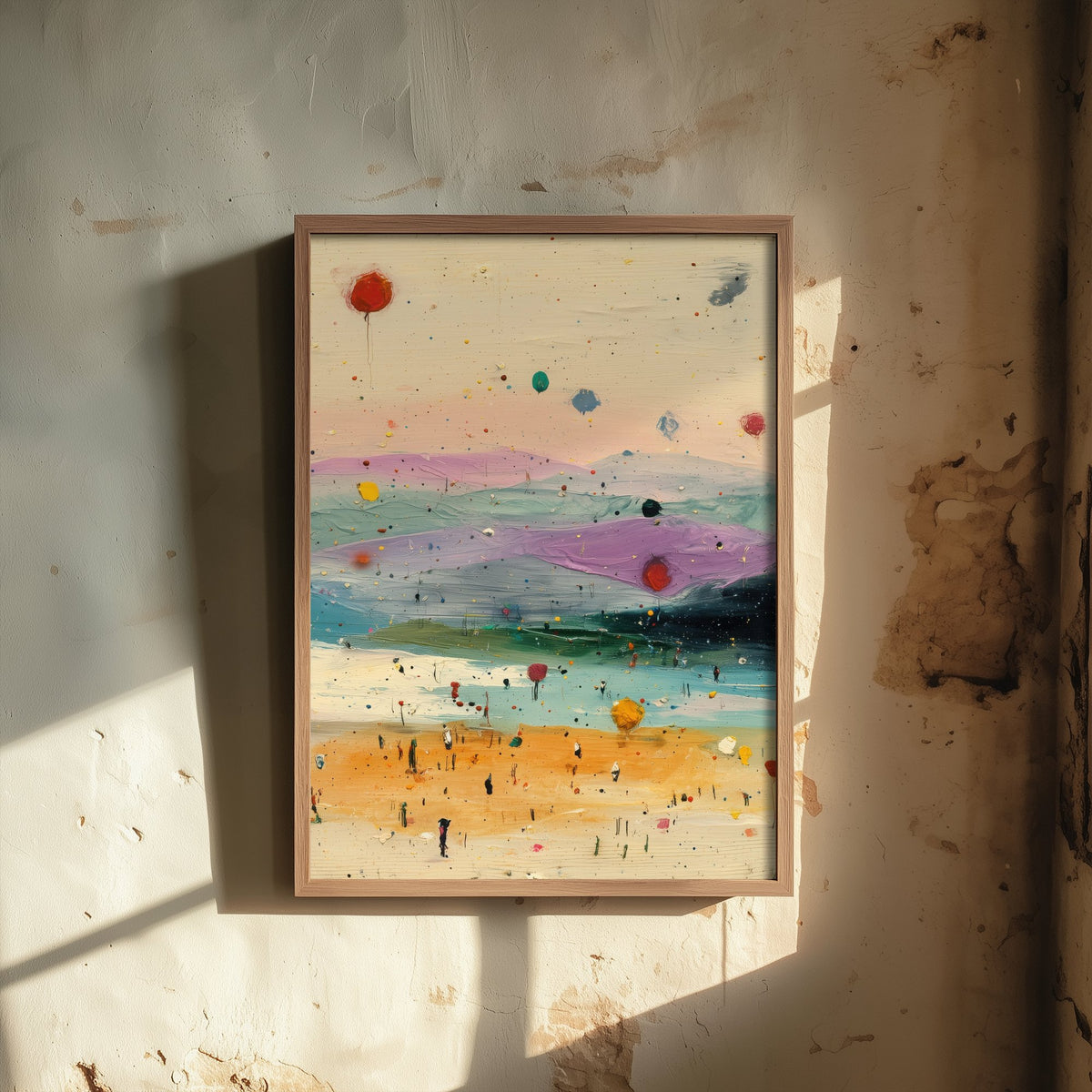 Maya Bay Thailand Art Print - Abstract Beach Poster - Textured Coastal Painting - Koh Phi Phi Sunset 3/3