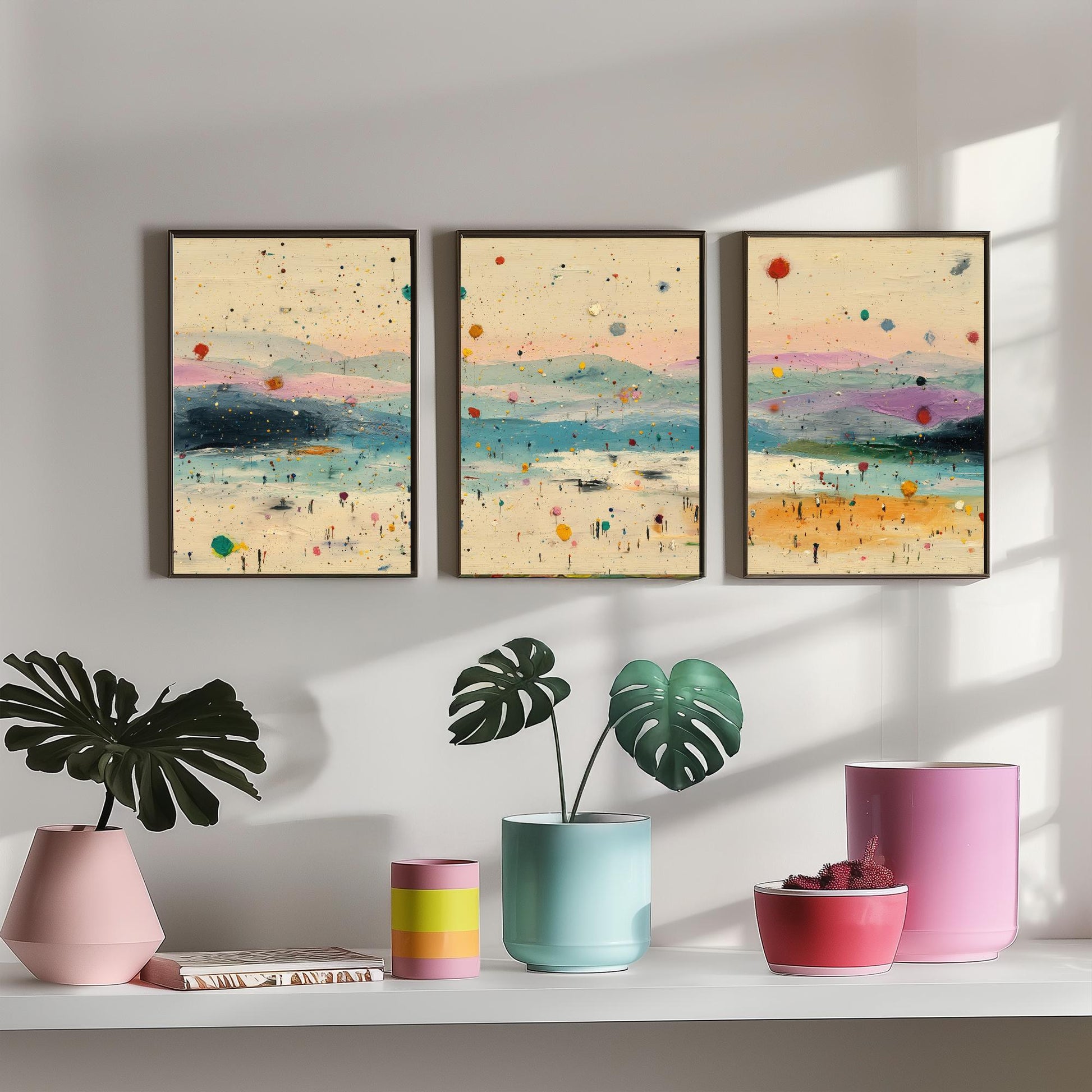Maya Bay Koh Phi Phi Set of Three Art Prints - Surreal Double Exposure Beach Posters - Abstract Painting Thailand Gift