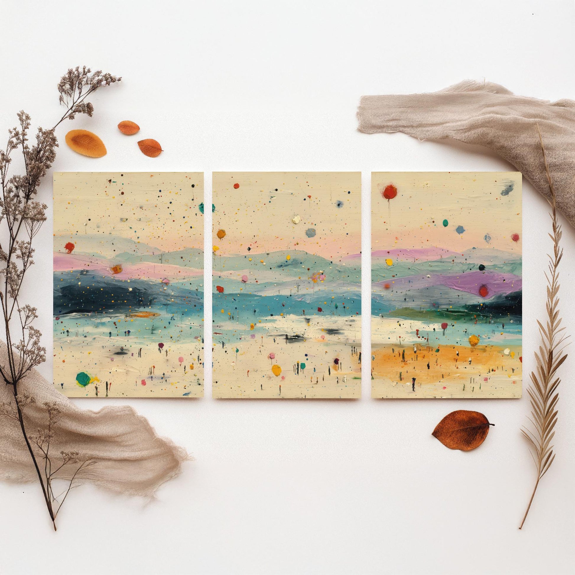 Maya Bay Koh Phi Phi Set of Three Art Prints - Surreal Double Exposure Beach Posters - Abstract Painting Thailand Gift