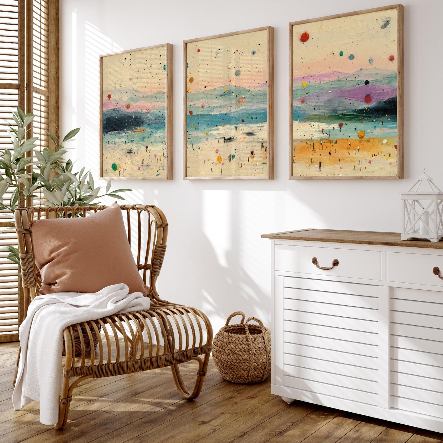 Maya Bay Koh Phi Phi Set of Three Art Prints - Surreal Double Exposure Beach Posters - Abstract Painting Thailand Gift