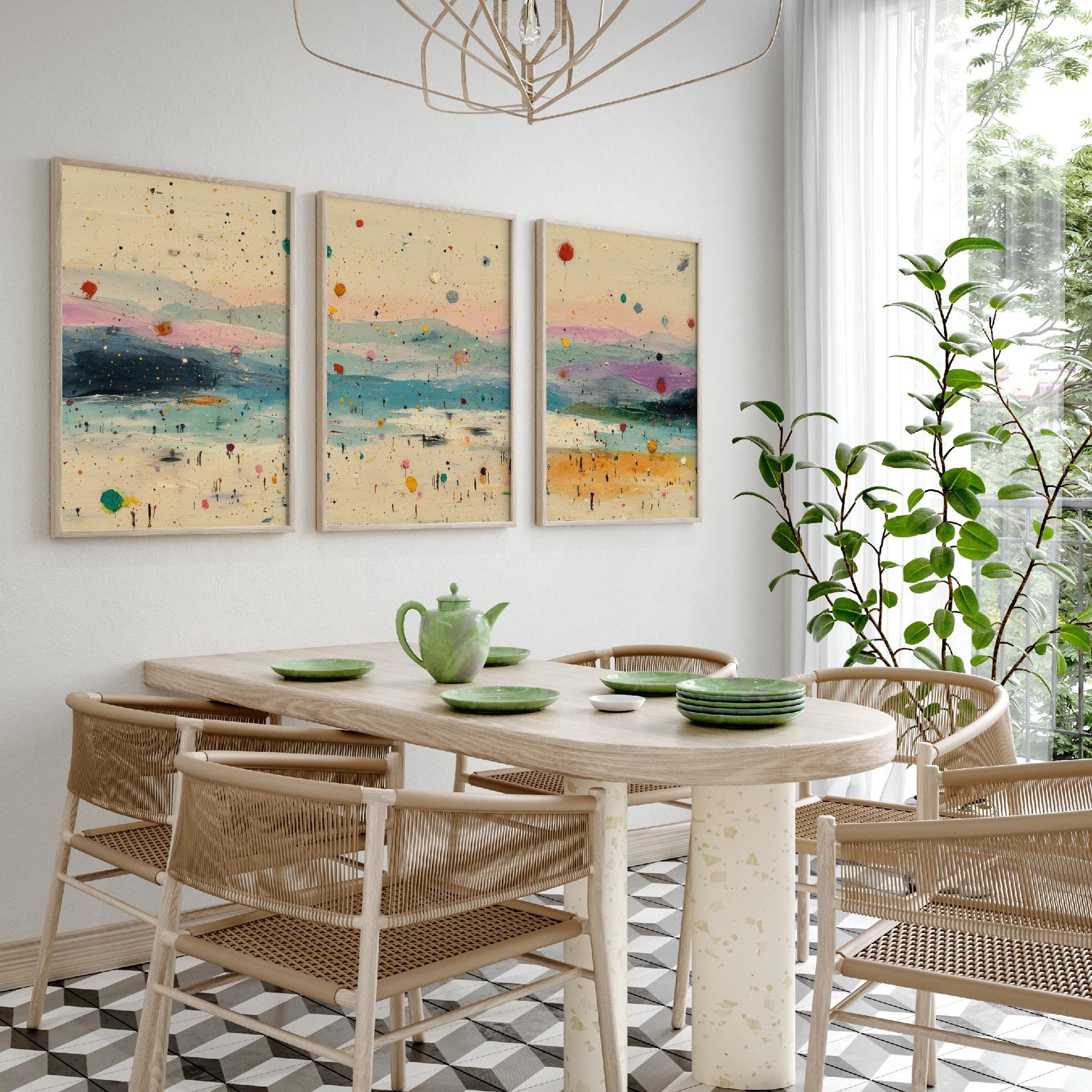 Maya Bay Koh Phi Phi Set of Three Art Prints - Surreal Double Exposure Beach Posters - Abstract Painting Thailand Gift