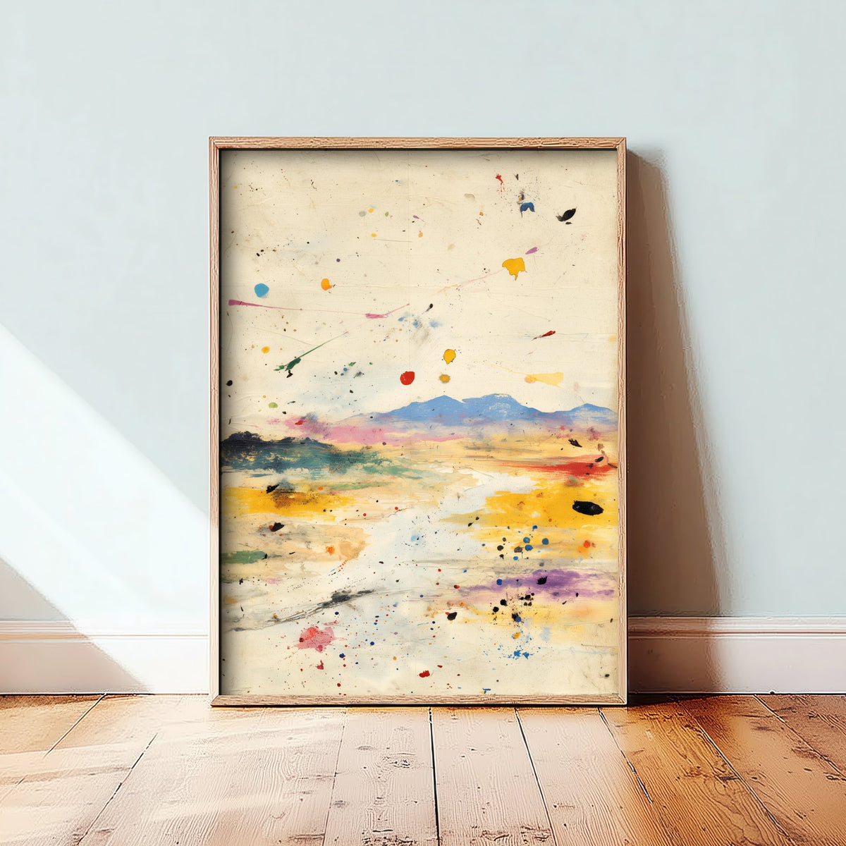 Abstract Landscape Art Print - Textured Mountain Poster - Painterly Splatter Painting - Muted Scenery V1 1/3