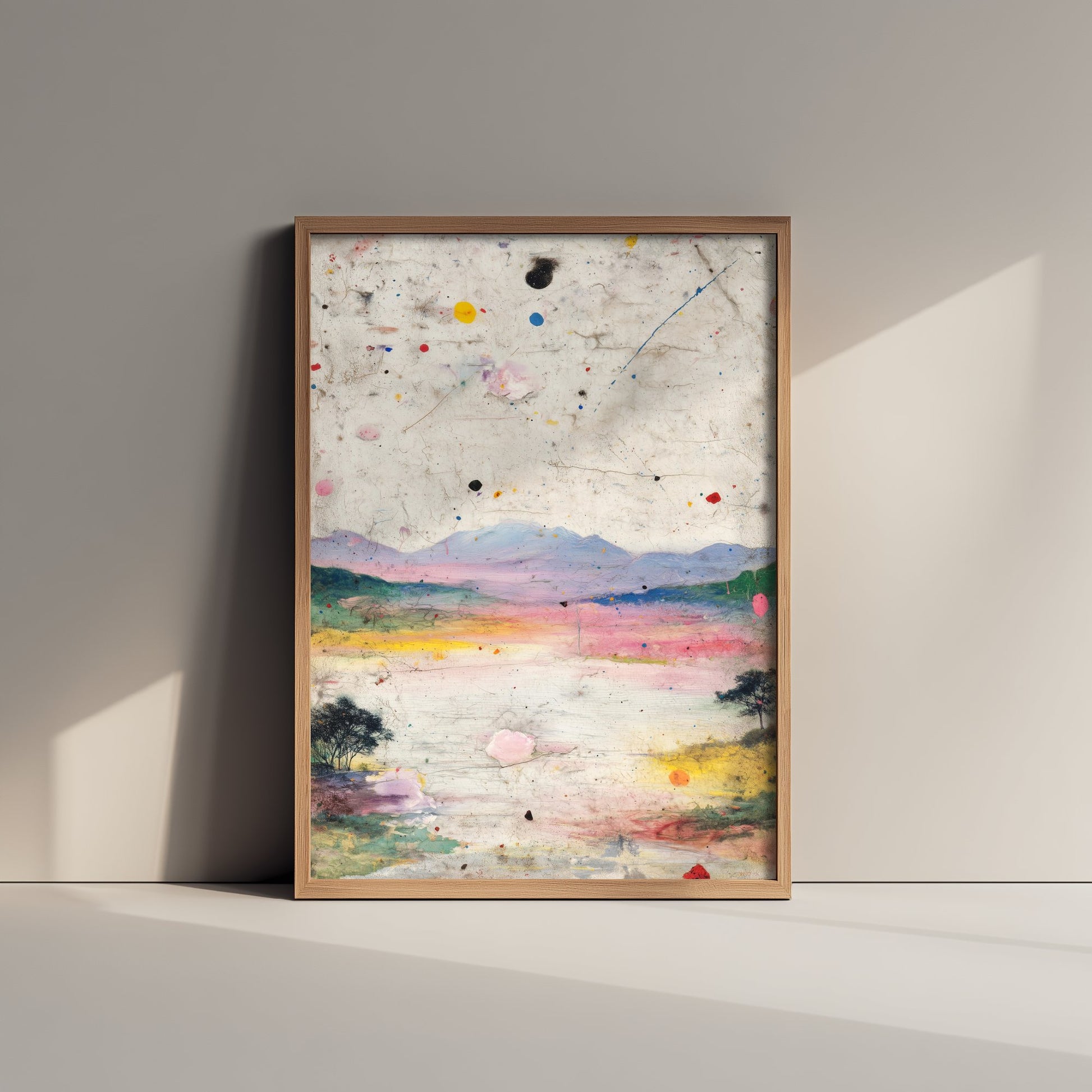 Abstract Landscape Art Print - Textured Hills Poster - Painterly Splatter Painting - Warm Scenery V2 3/3