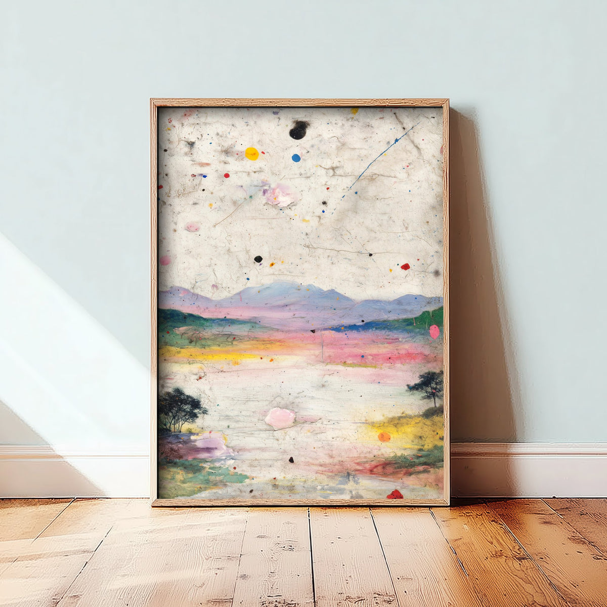 Abstract Landscape Art Print - Textured Hills Poster - Painterly Splatter Painting - Warm Scenery V2 3/3