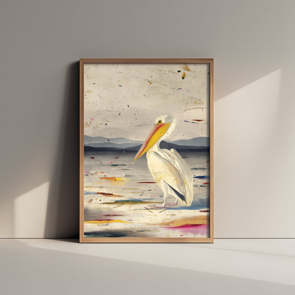 Pelican Art Print - Coastal Bird Poster - Audubon Style Painting - Splash Bird Portrait 1/3