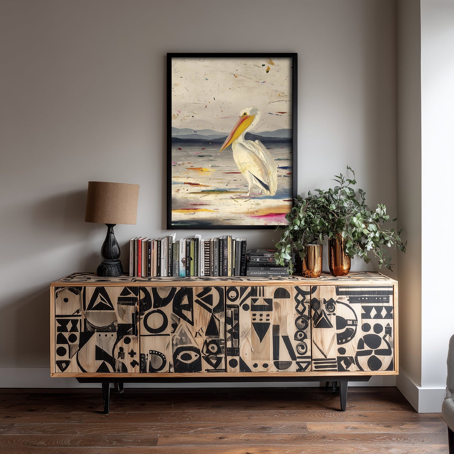 Pelican Art Print - Coastal Bird Poster - Audubon Style Painting - Splash Bird Portrait 1/3