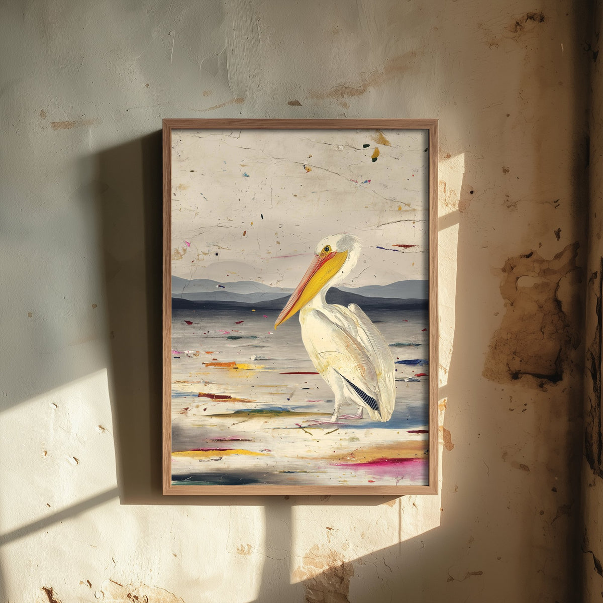 Pelican Art Print - Coastal Bird Poster - Audubon Style Painting - Splash Bird Portrait 1/3