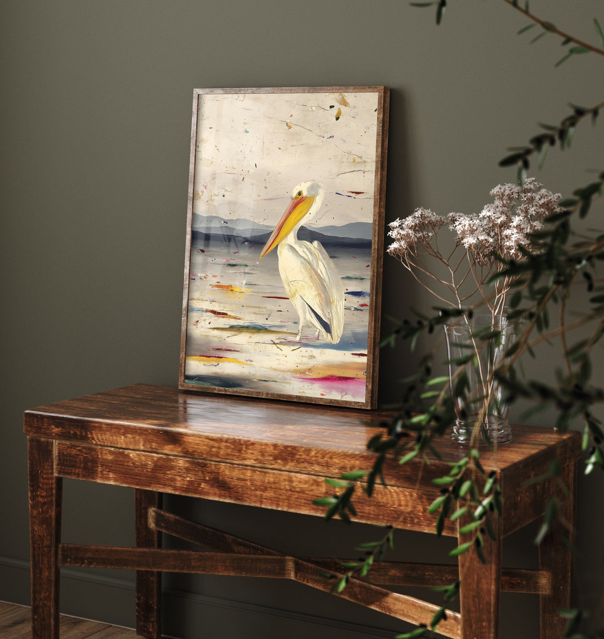 Pelican Art Print - Coastal Bird Poster - Audubon Style Painting - Splash Bird Portrait 1/3