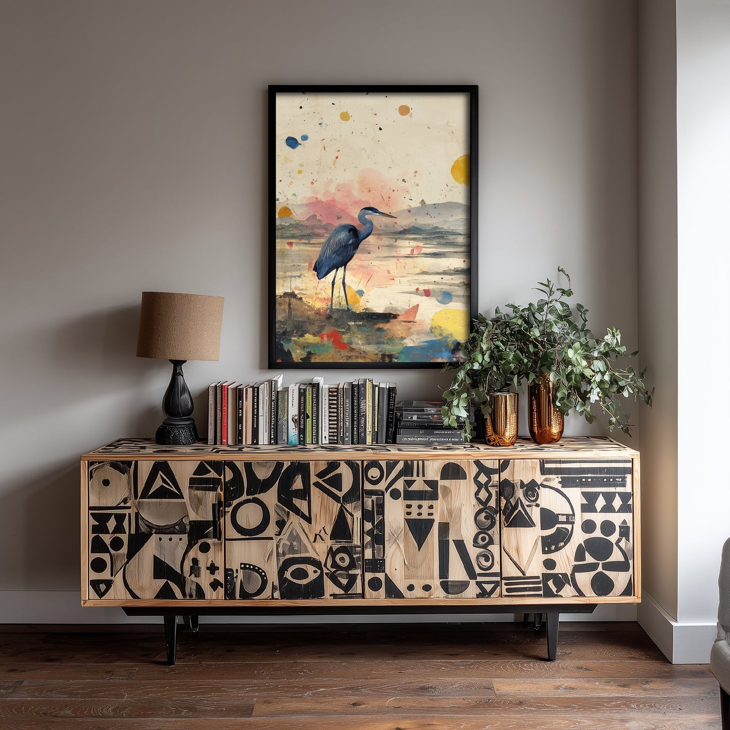 Blue Heron Art Print - Coastal Bird Poster - Audubon Style Painting - Splash Bird Portrait 3/3