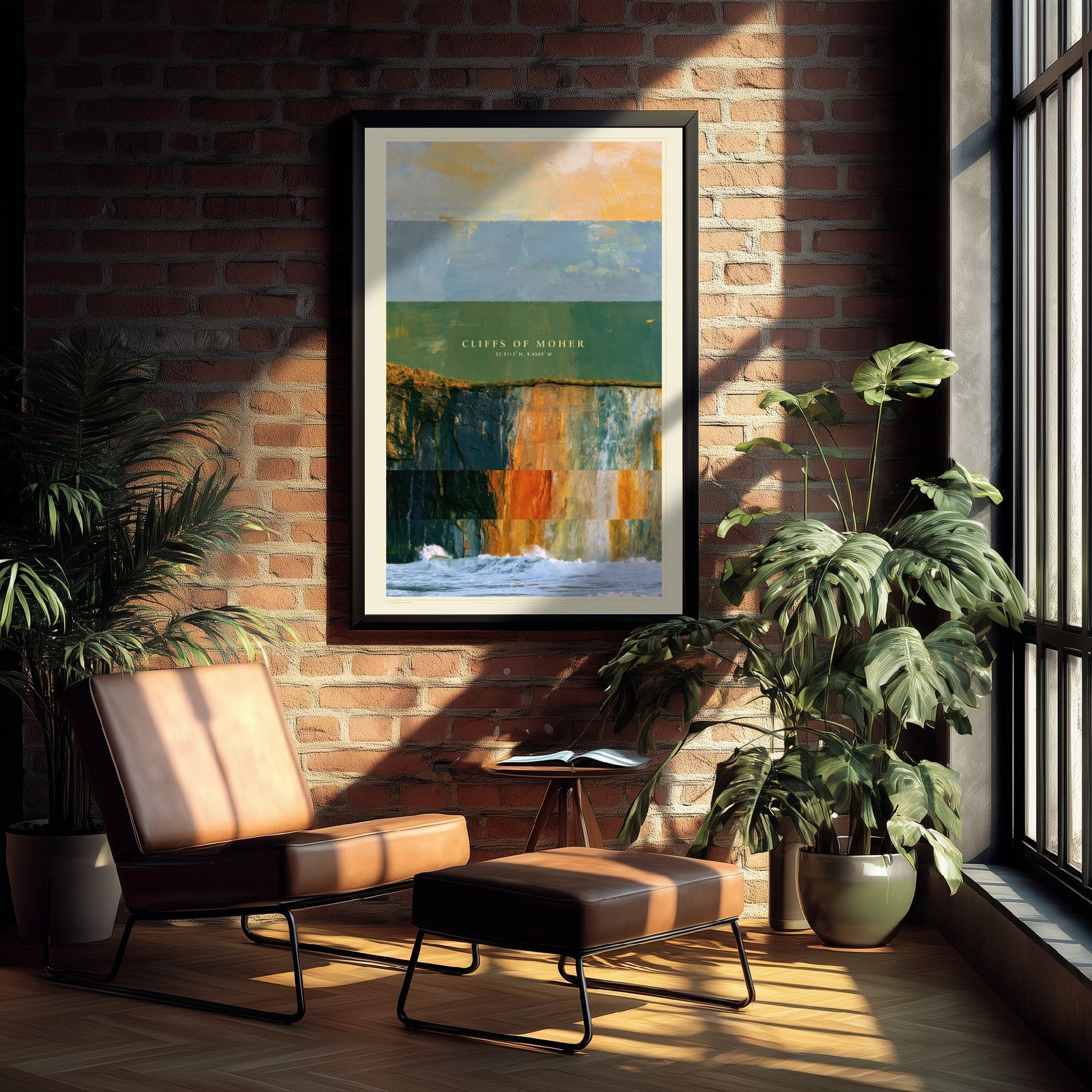 Cliffs of Moher Art Print - Ireland Layered Strata Illustration - Irish Coast Travel Poster with Coordinates 1/3