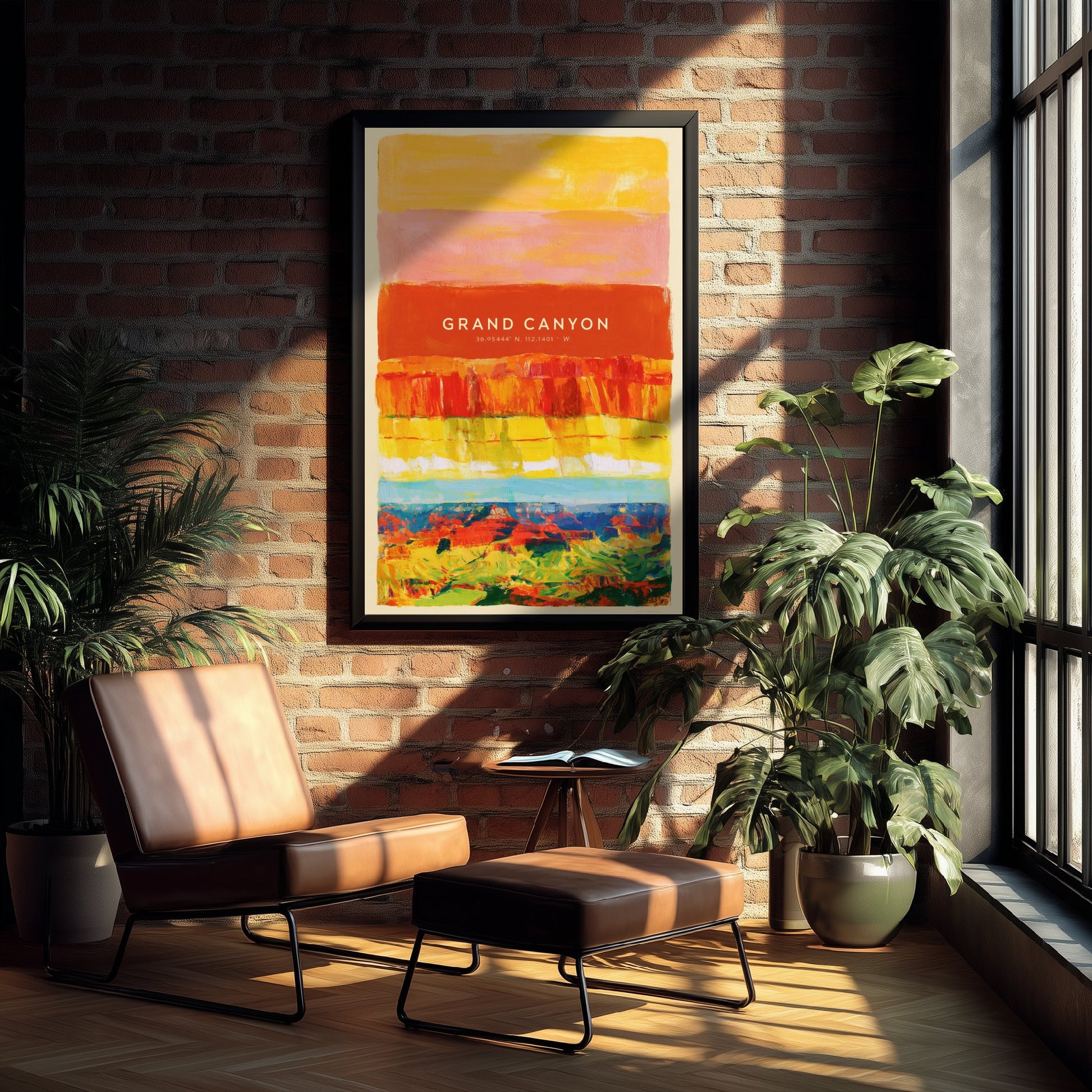 Grand Canyon Art Print - Arizona Layered Strata Illustration - National Park Travel Poster with Coordinates 2/3
