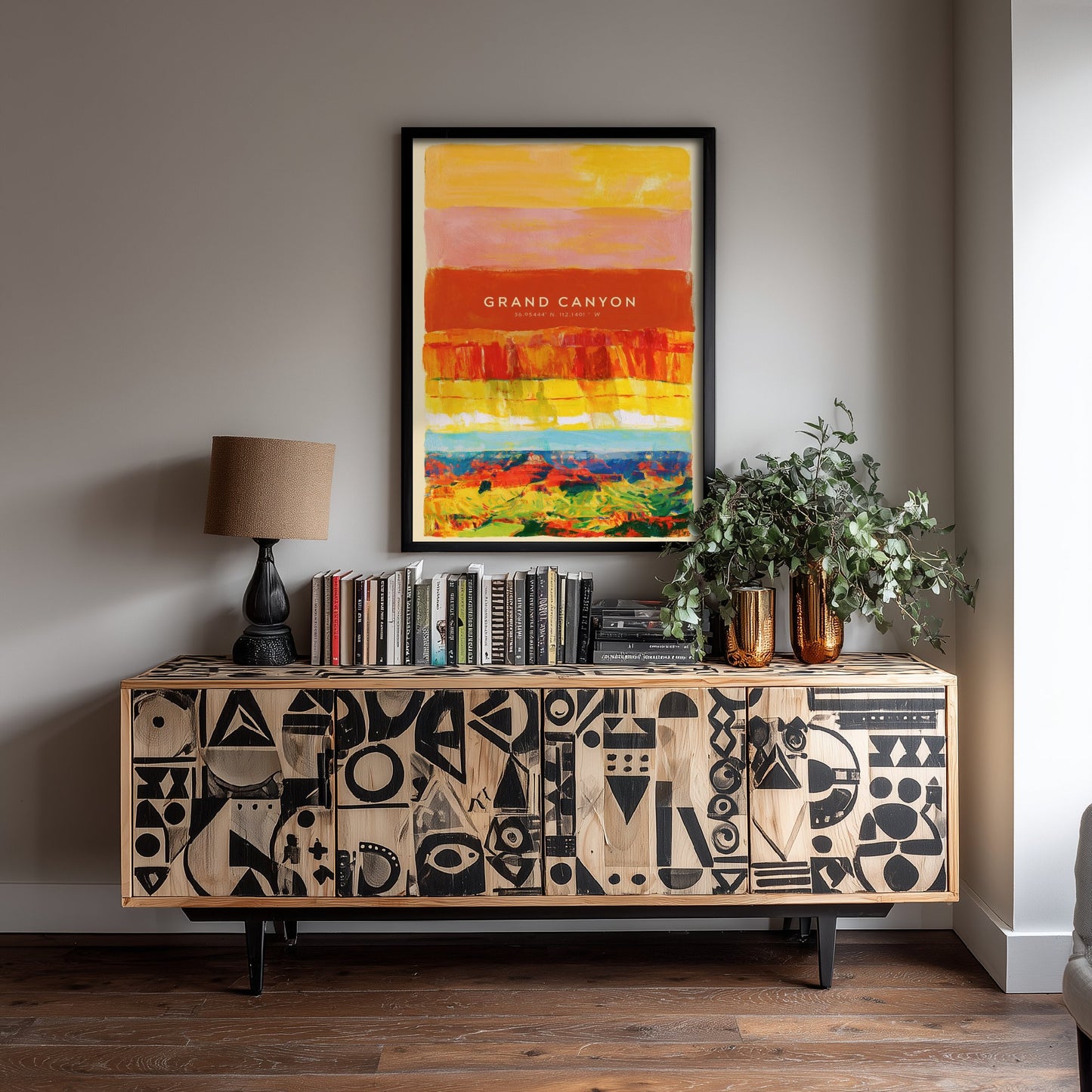 Grand Canyon Art Print - Arizona Layered Strata Illustration - National Park Travel Poster with Coordinates 2/3