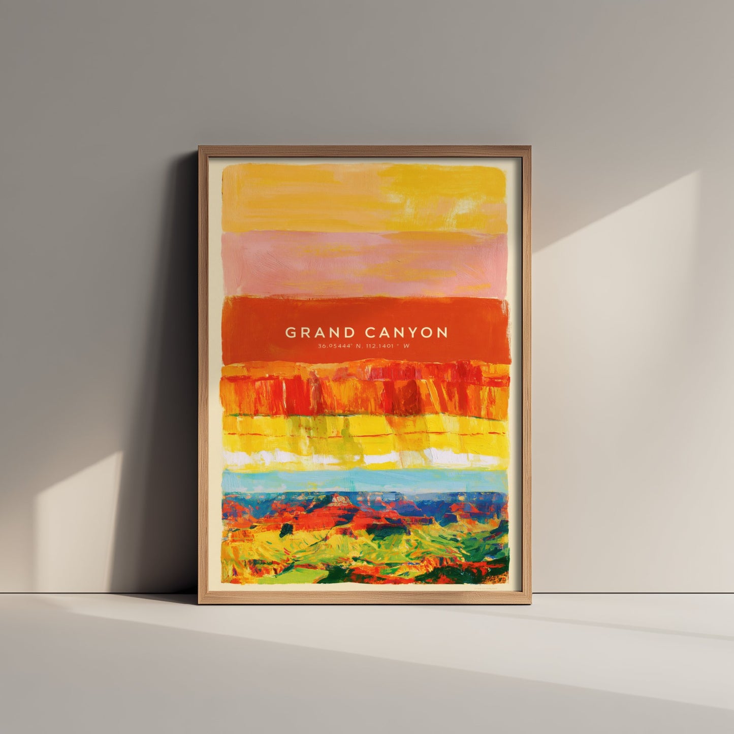 Grand Canyon Art Print - Arizona Layered Strata Illustration - National Park Travel Poster with Coordinates 2/3
