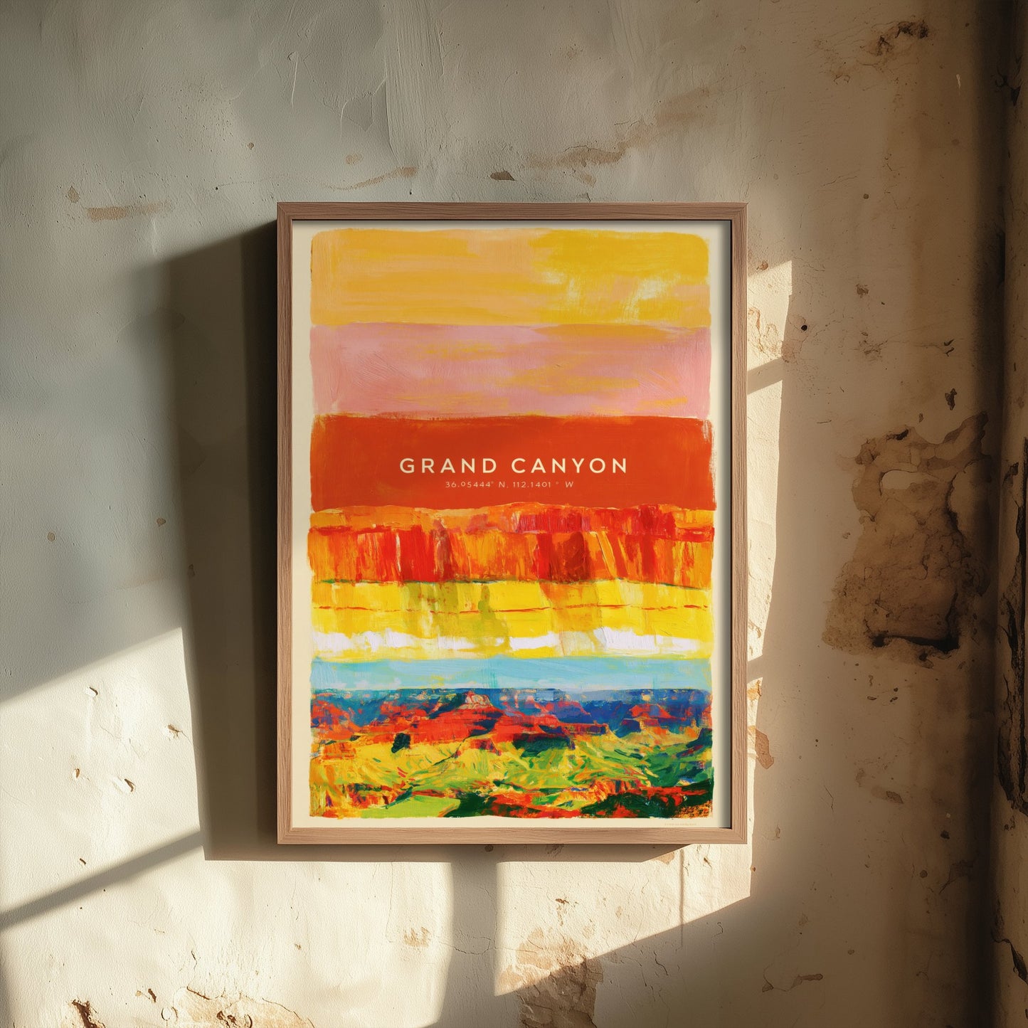 Grand Canyon Art Print - Arizona Layered Strata Illustration - National Park Travel Poster with Coordinates 2/3