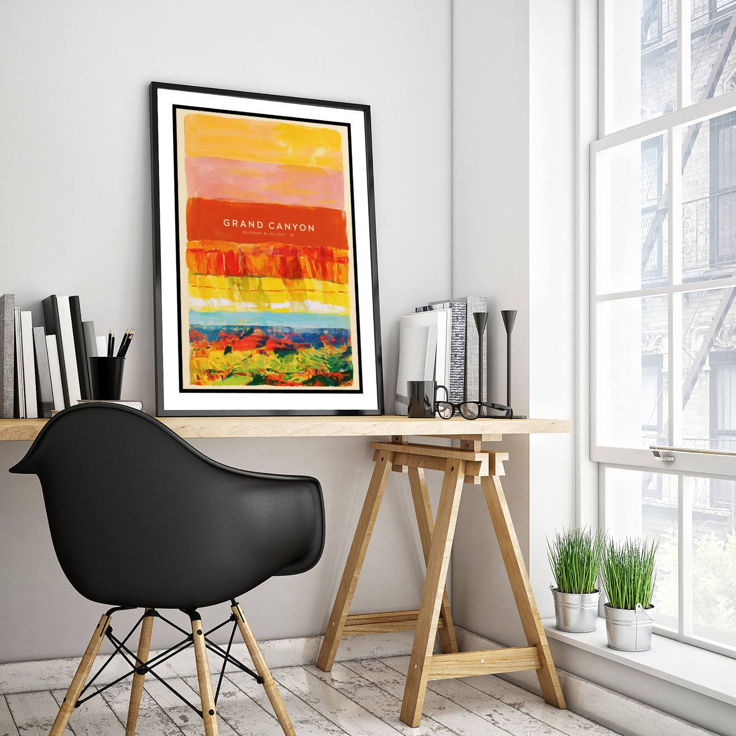 Grand Canyon Art Print - Arizona Layered Strata Illustration - National Park Travel Poster with Coordinates 2/3