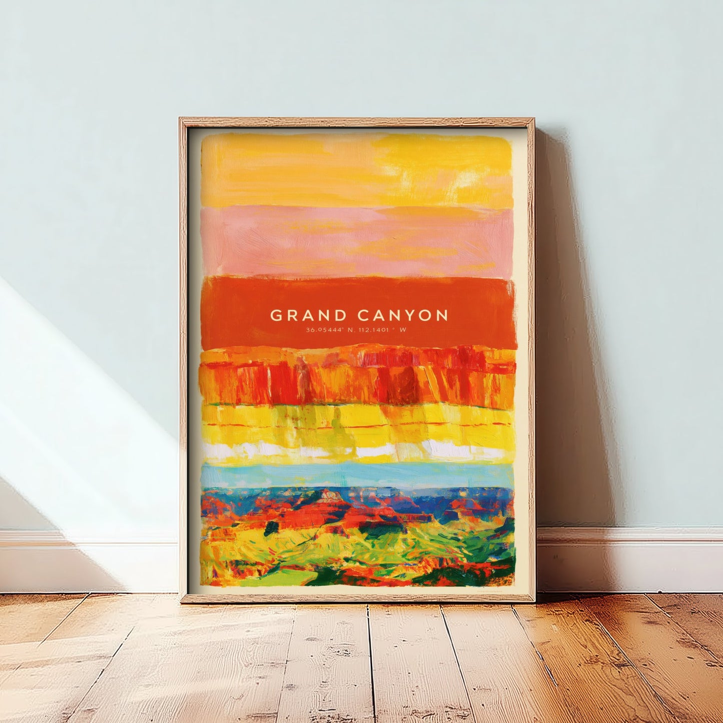 Grand Canyon Art Print - Arizona Layered Strata Illustration - National Park Travel Poster with Coordinates 2/3