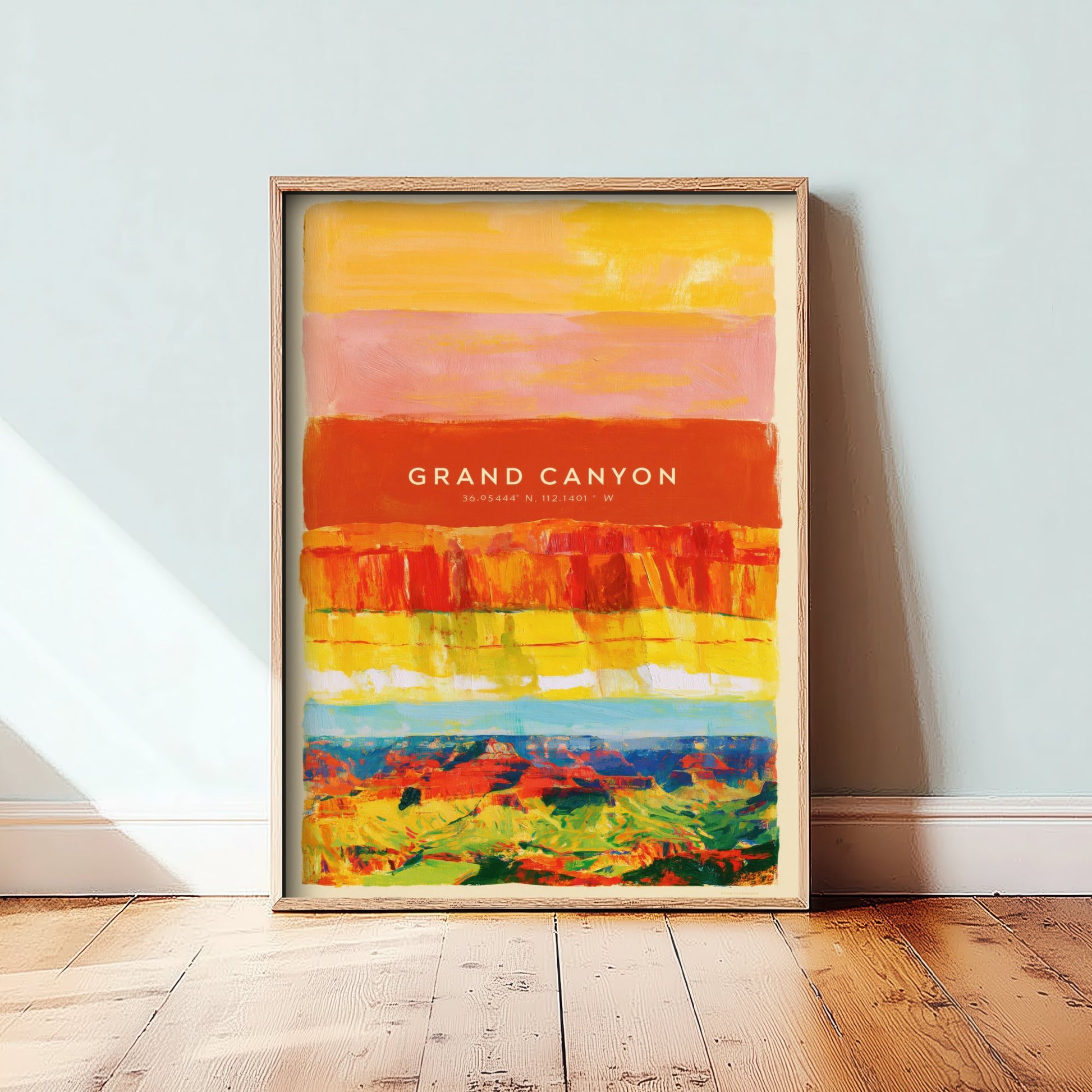Grand Canyon Art Print - Arizona Layered Strata Illustration - National Park Travel Poster with Coordinates 2/3