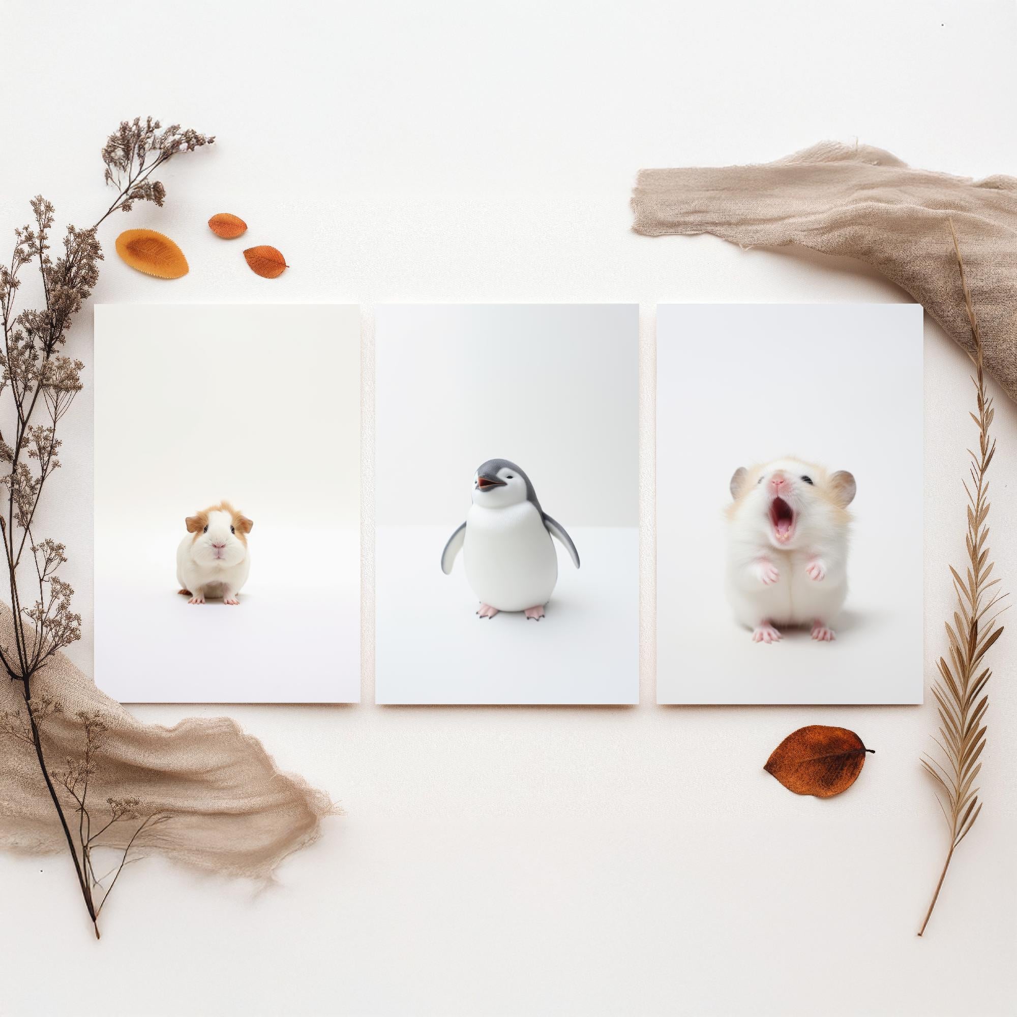 Tiny Animal Babies Guinea Pig, Penguin and Hamster Set of Three – Quote ...