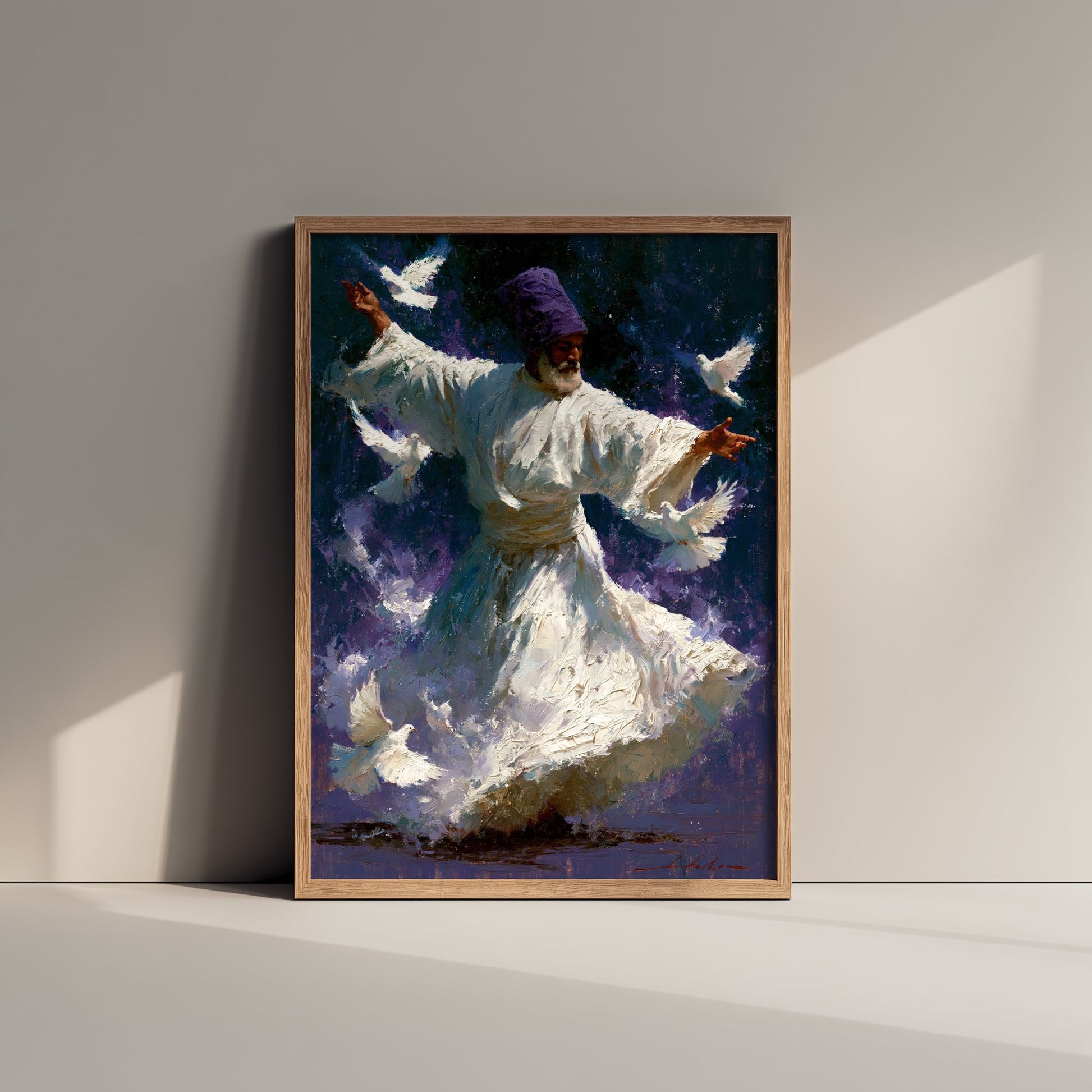 Sufi Whirling Dervish Art Print - Doves Painting - Sufism Poster