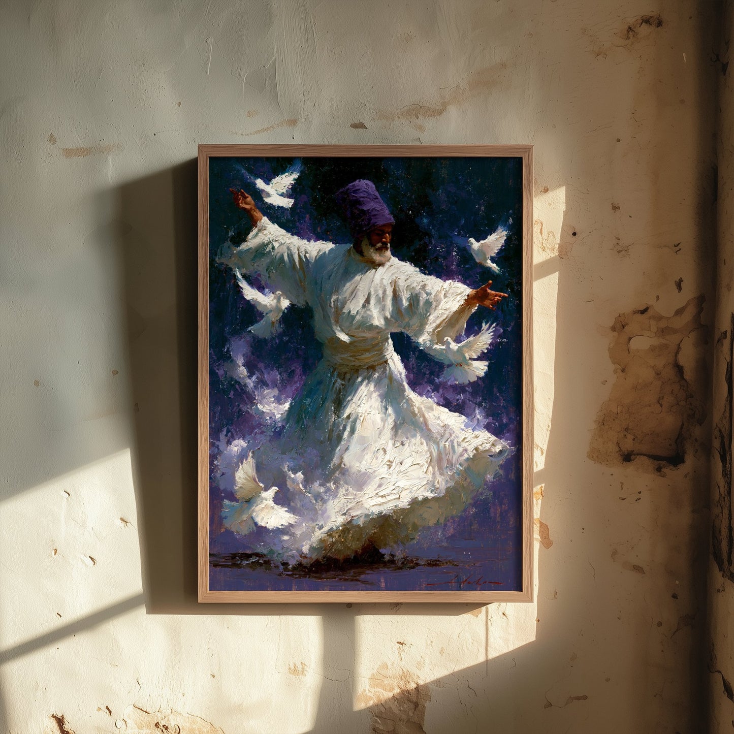 Sufi Whirling Dervish Art Print - Doves Painting - Sufism Poster