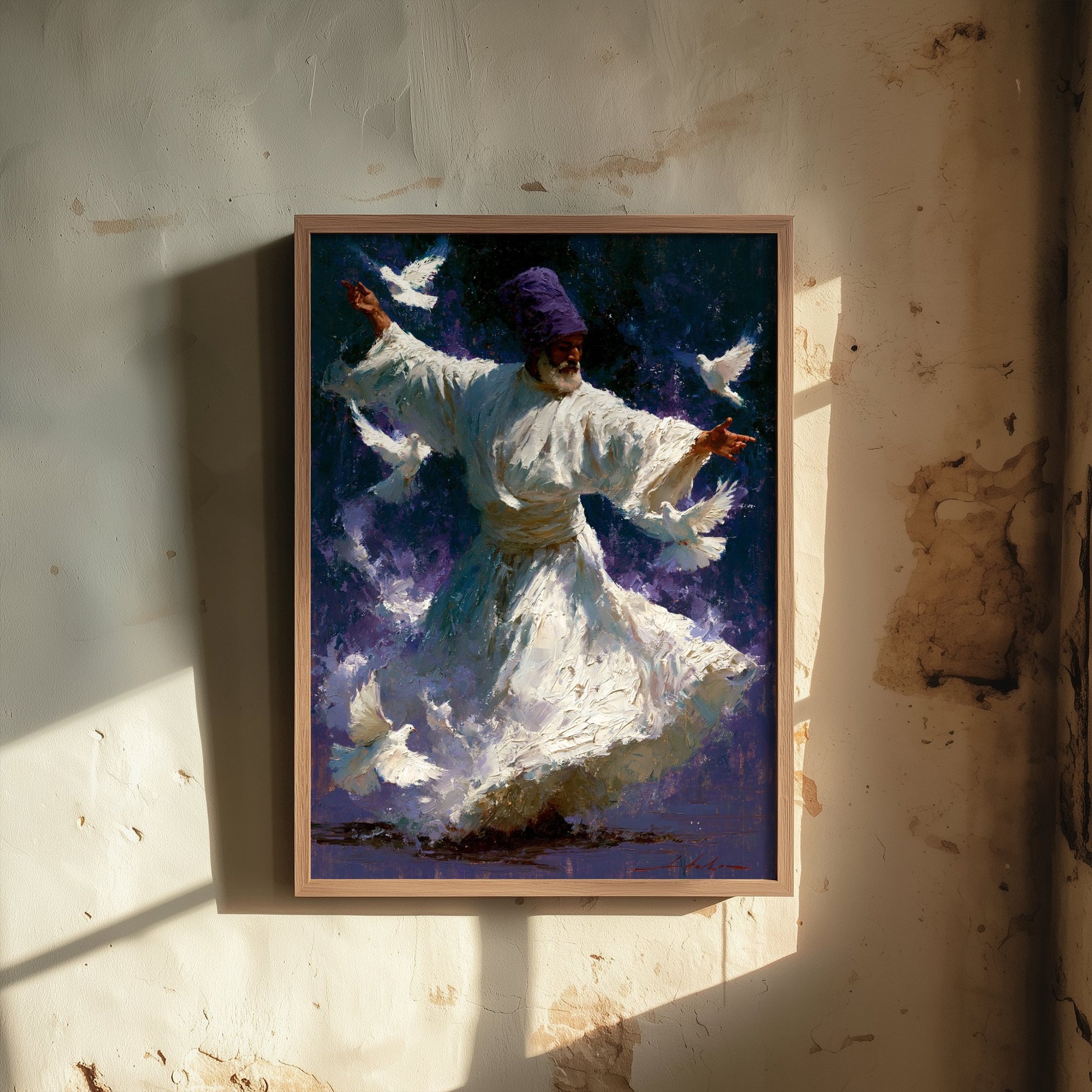 Sufi Whirling Dervish Art Print - Doves Painting - Sufism Poster