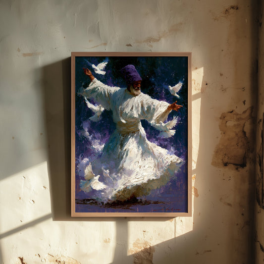 Sufi Whirling Dervish Art Print - Doves Painting - Sufism Poster