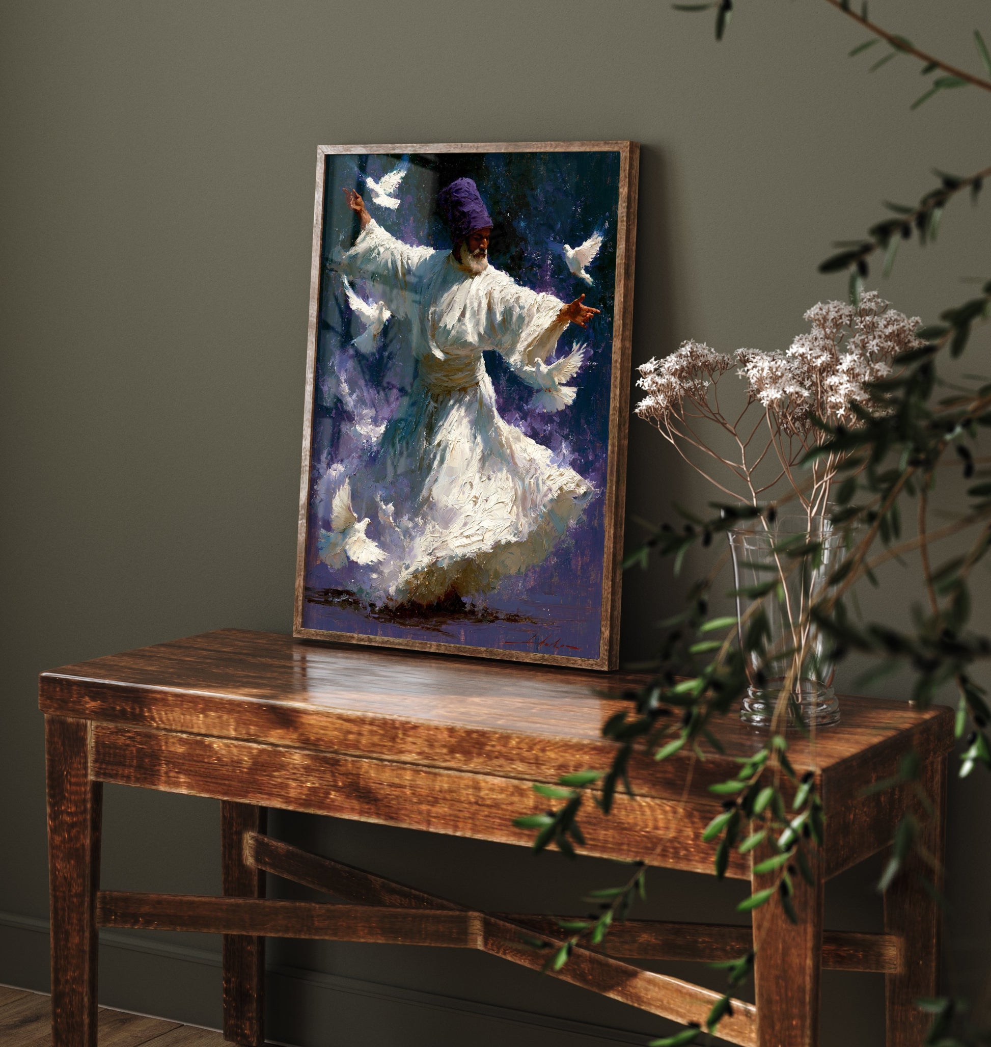 Sufi Whirling Dervish Art Print - Doves Painting - Sufism Poster