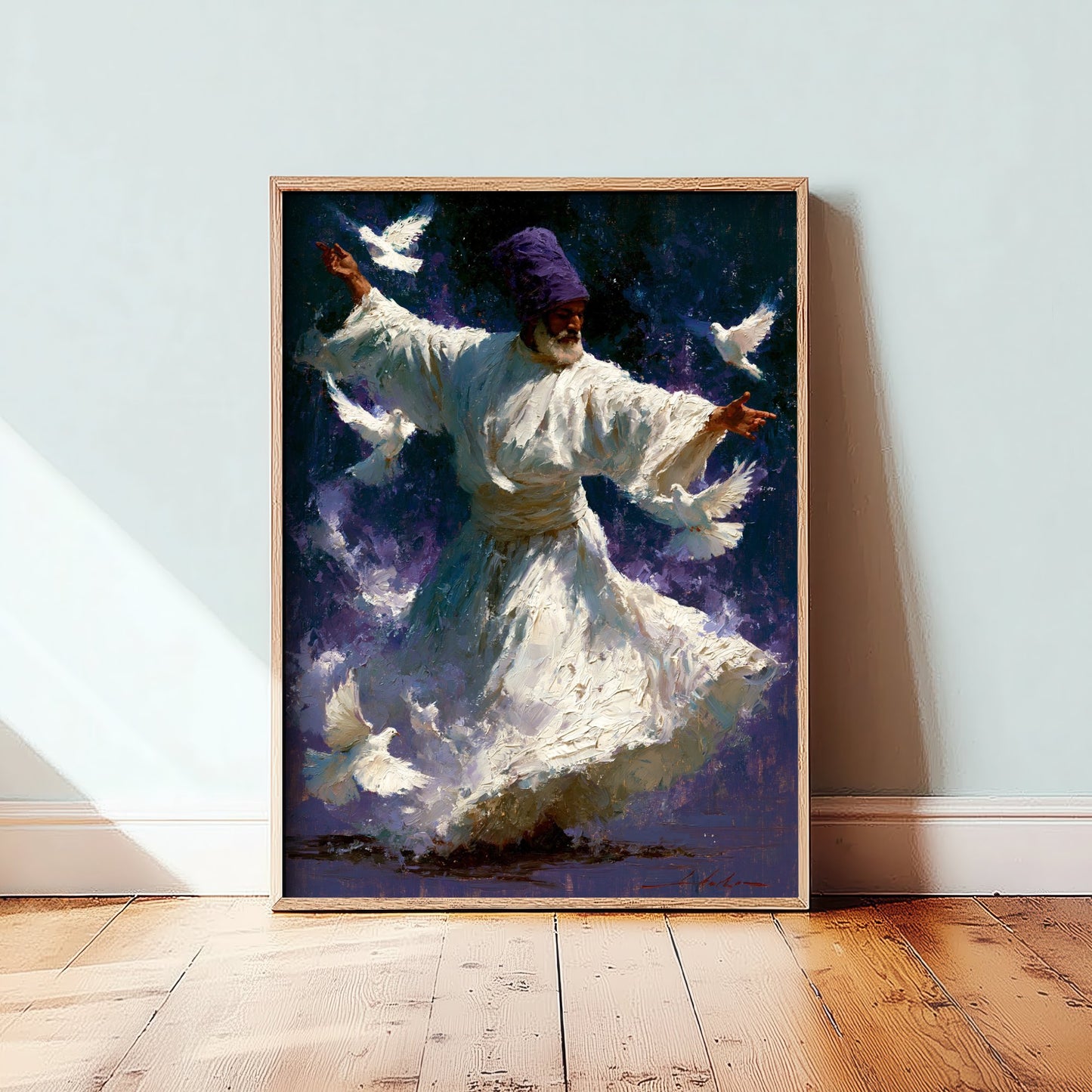 Sufi Whirling Dervish Art Print - Doves Painting - Sufism Poster