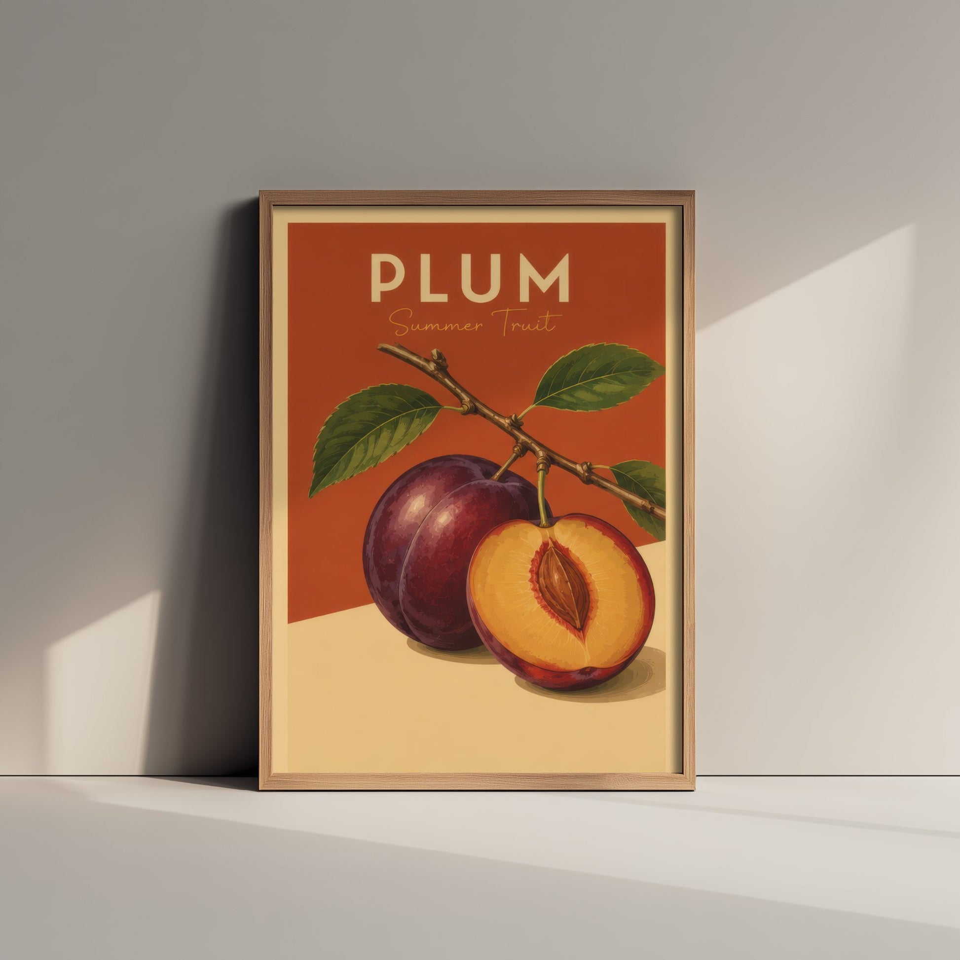 Vintage Plum Art Print - Summer Fruit Kitchen Poster - Food Illustration - Retro Fruit Wall Art 2/3