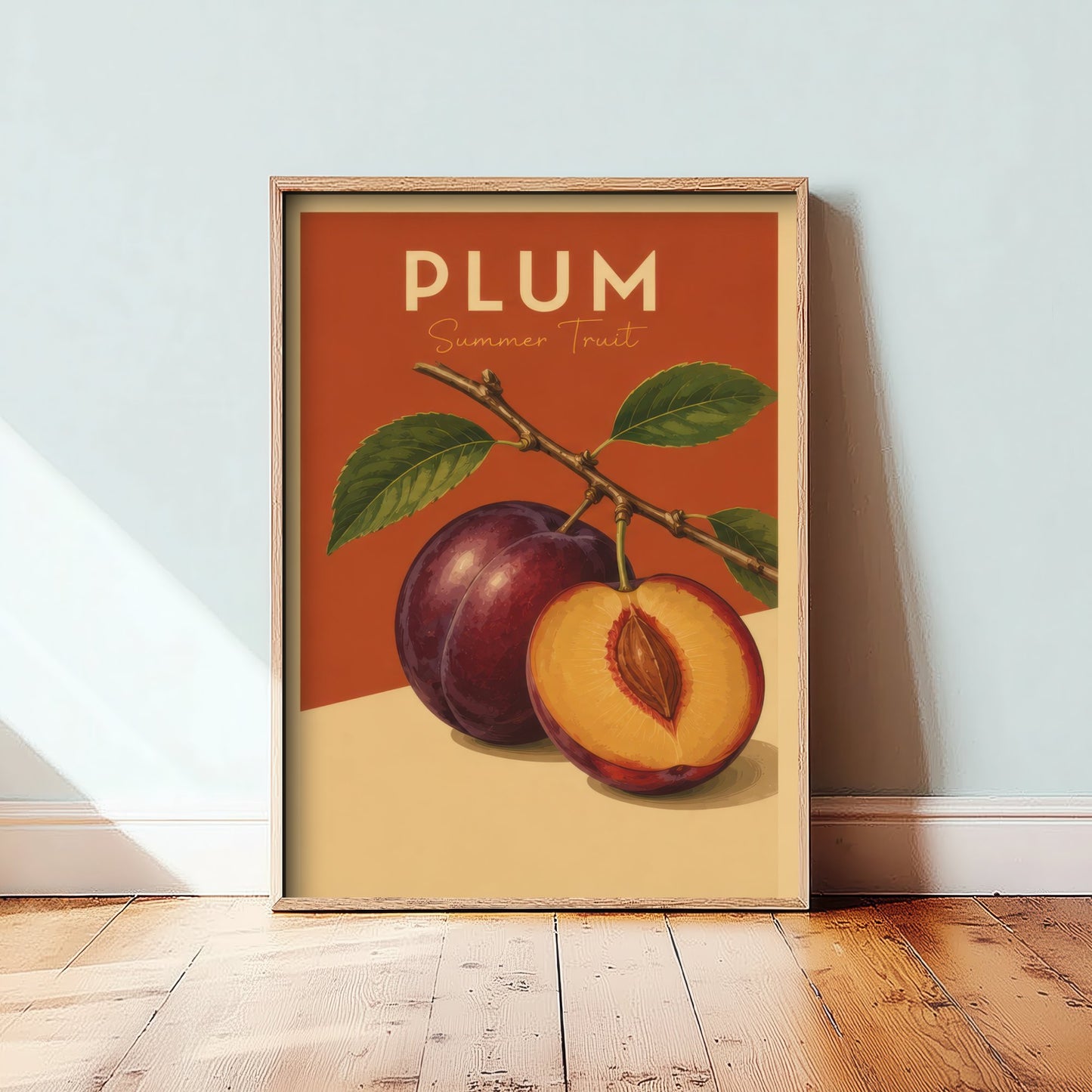 Vintage Plum Art Print - Summer Fruit Kitchen Poster - Food Illustration - Retro Fruit Wall Art 2/3