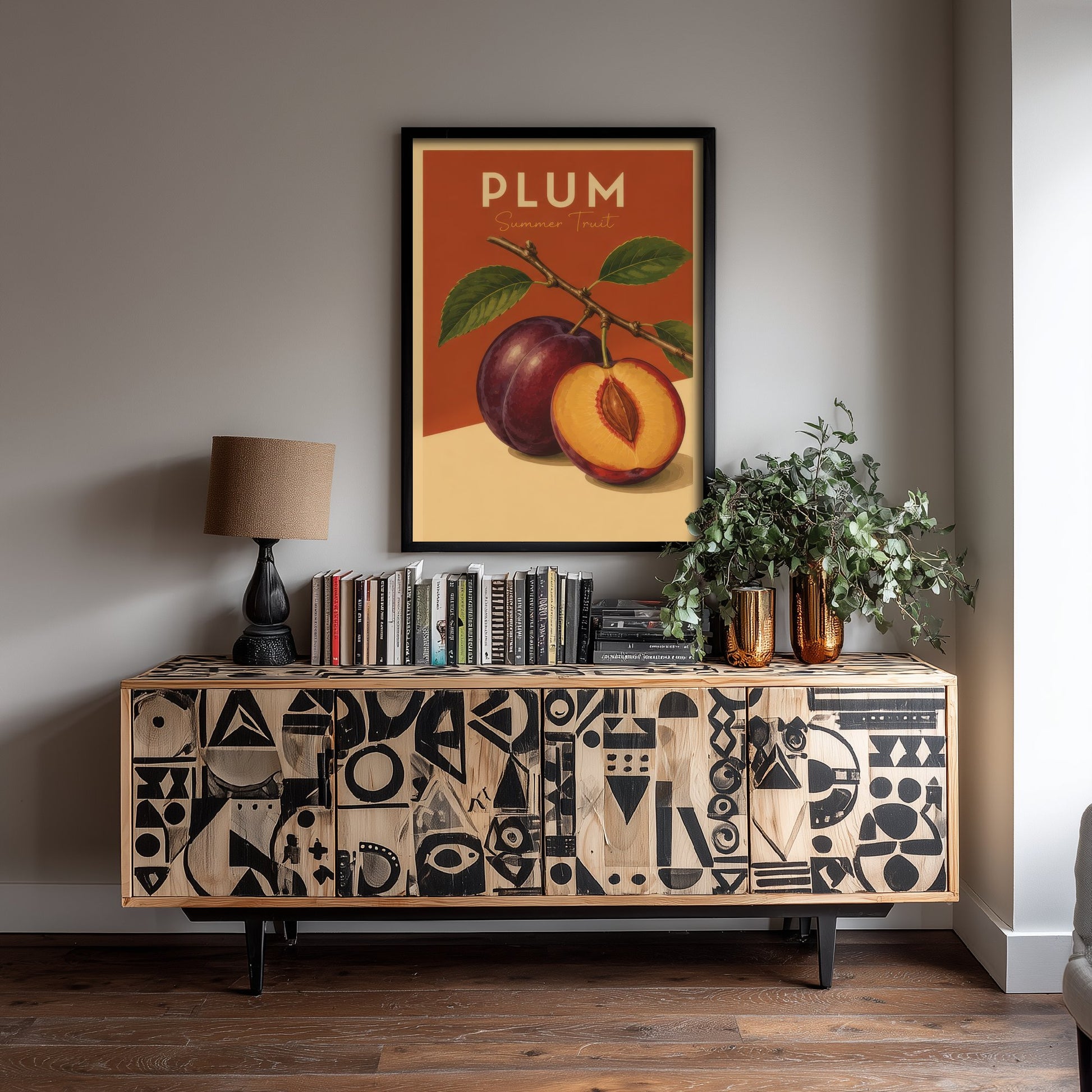 Vintage Plum Art Print - Summer Fruit Kitchen Poster - Food Illustration - Retro Fruit Wall Art 2/3