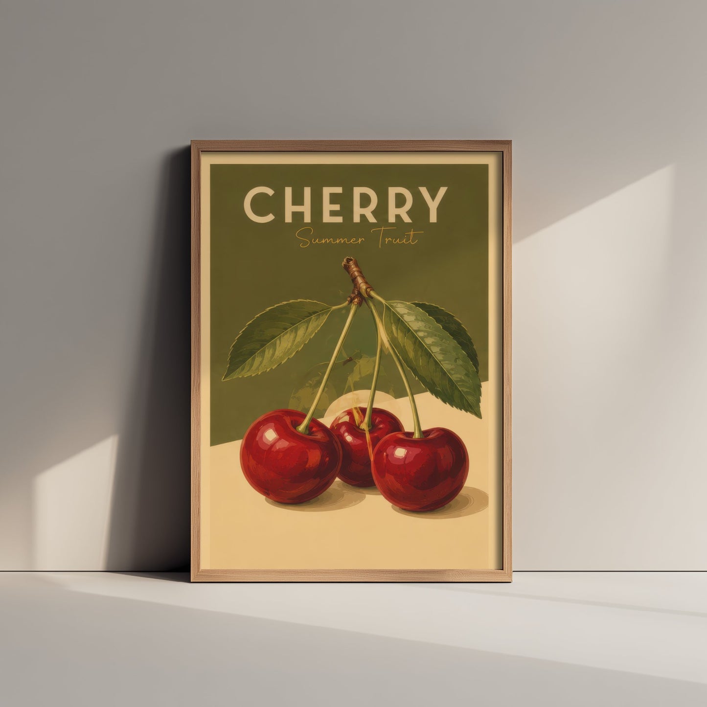 Vintage Cherry Art Print - Summer Fruit Kitchen Poster - Food Illustration - Retro Fruit Wall Art 3/3