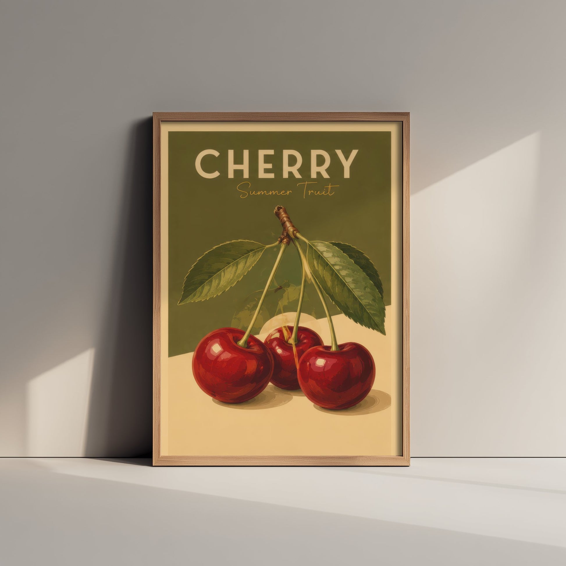 Vintage Cherry Art Print - Summer Fruit Kitchen Poster - Food Illustration - Retro Fruit Wall Art 3/3