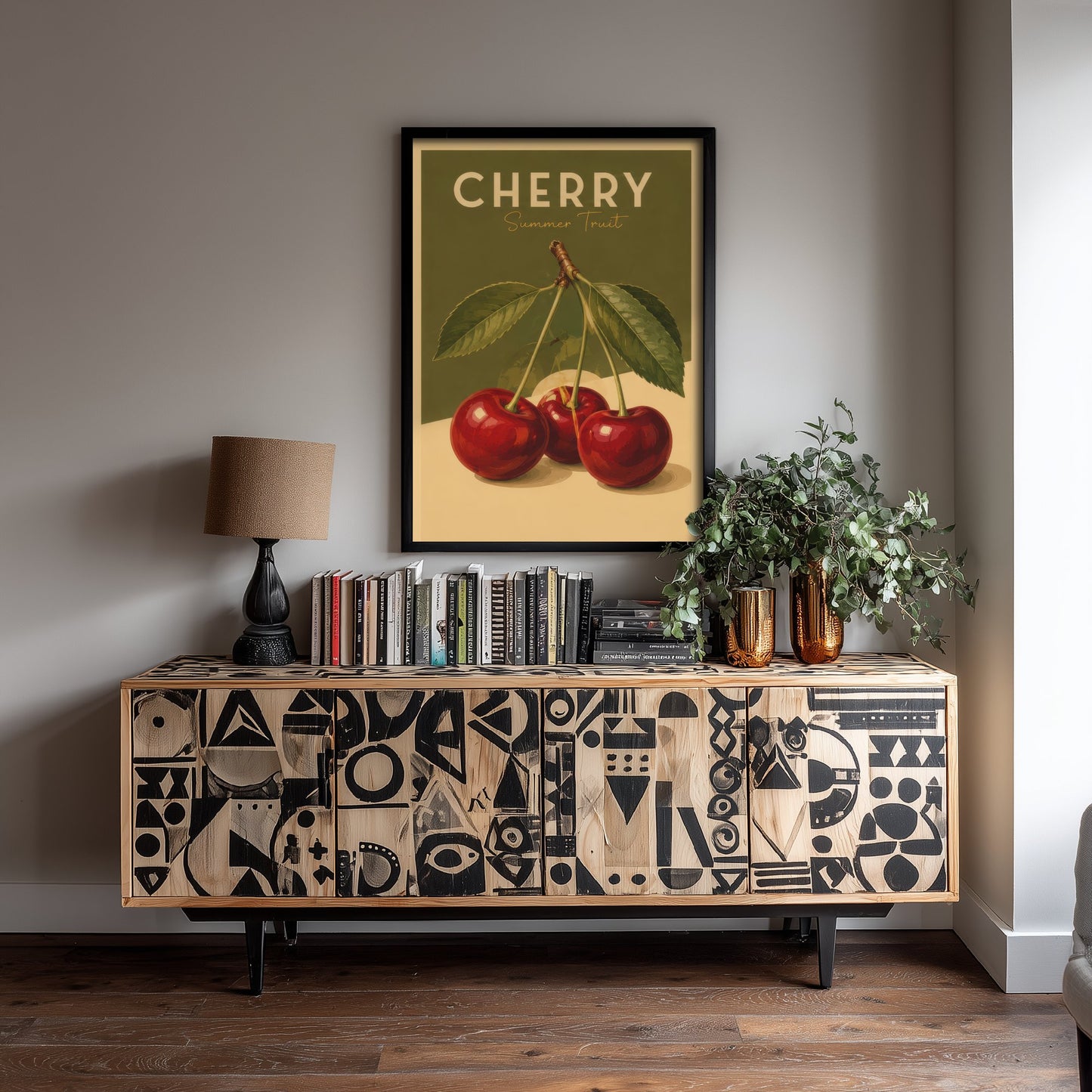 Vintage Cherry Art Print - Summer Fruit Kitchen Poster - Food Illustration - Retro Fruit Wall Art 3/3