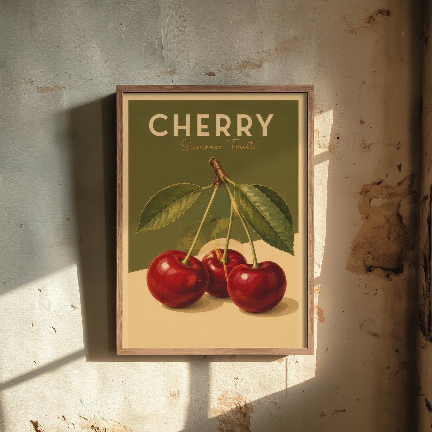 Vintage Cherry Art Print - Summer Fruit Kitchen Poster - Food Illustration - Retro Fruit Wall Art 3/3