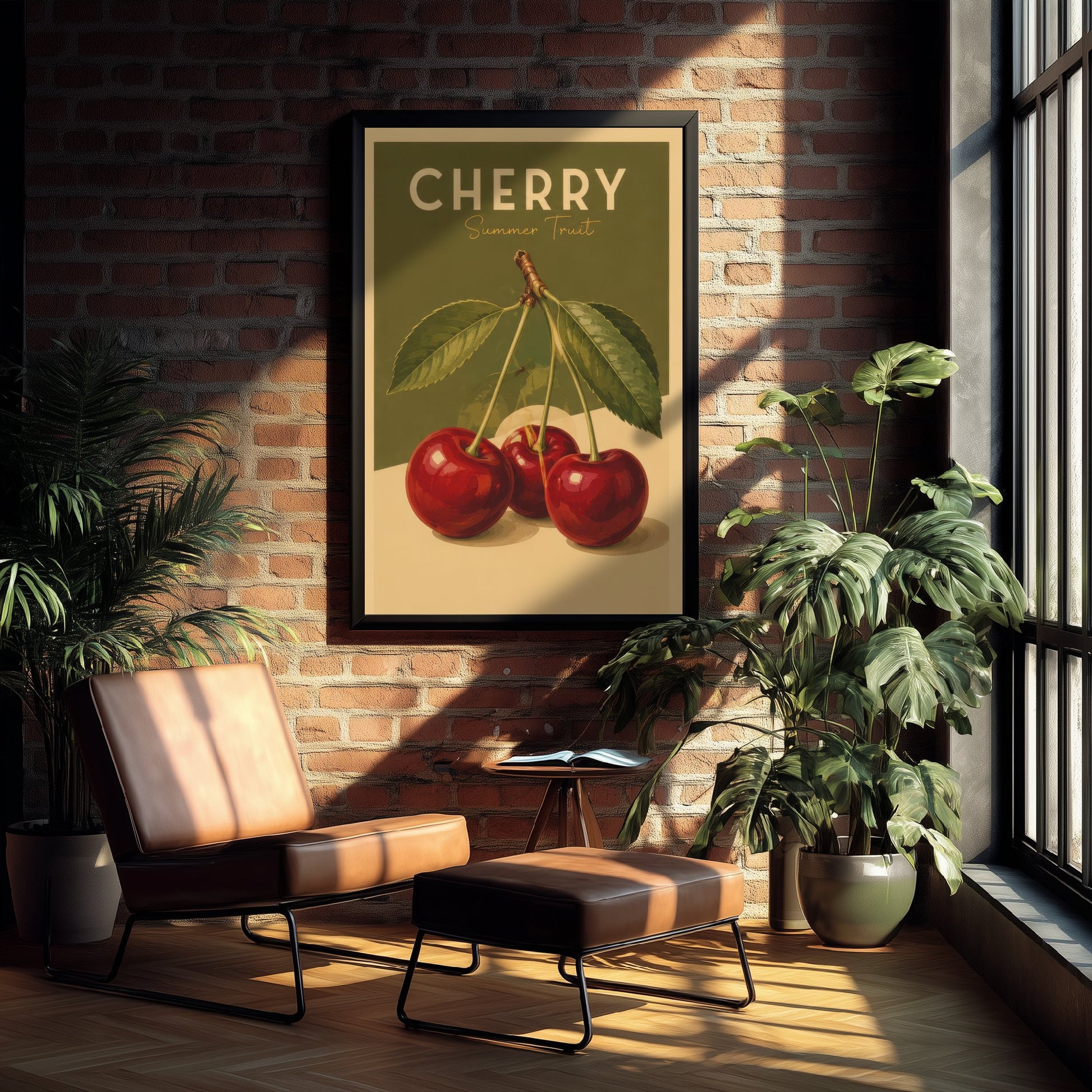 Vintage Cherry Art Print - Summer Fruit Kitchen Poster - Food Illustration - Retro Fruit Wall Art 3/3