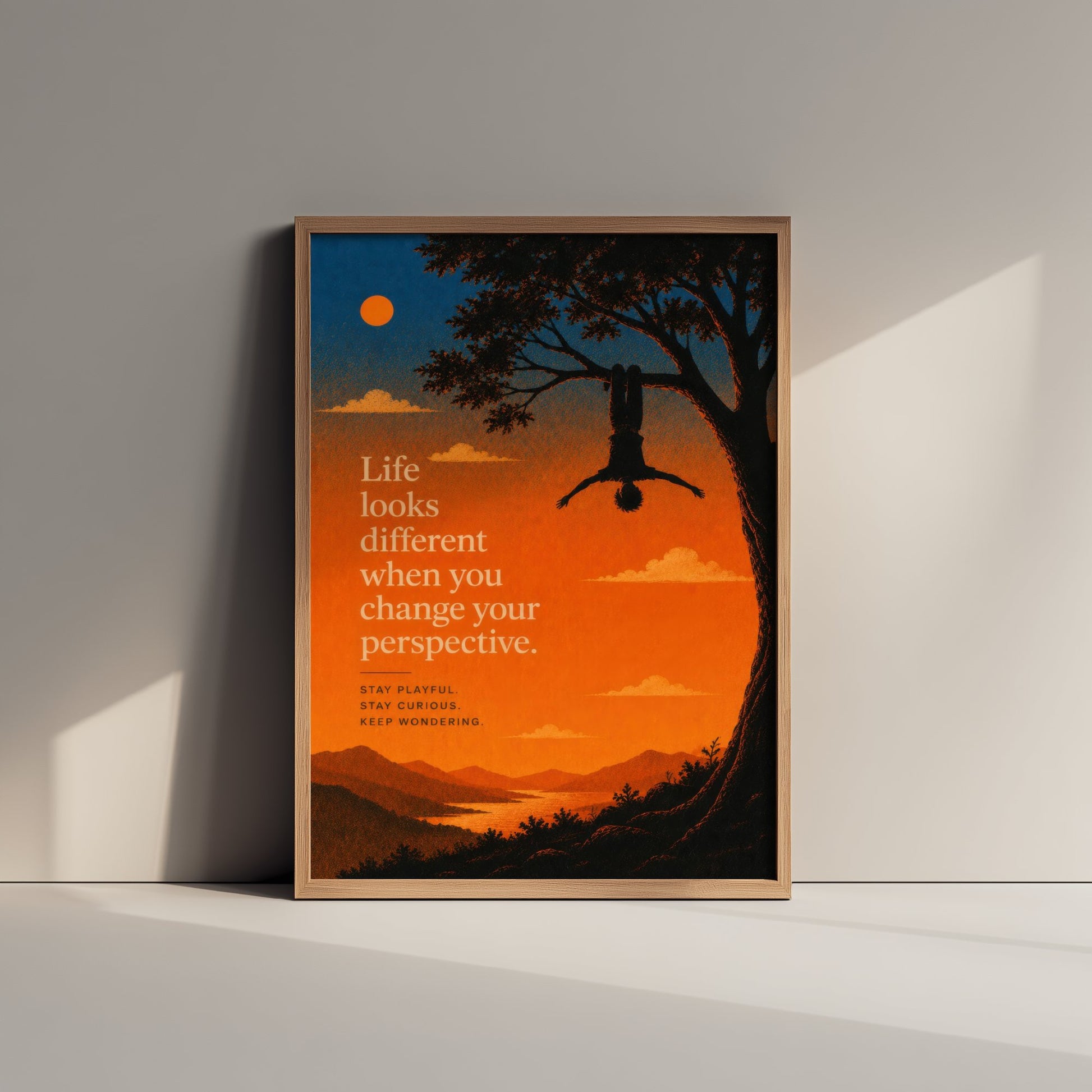 Life Looks Different When You Change Your Perspective - Motivational Quote Print Poster - Sunset Illustration V1 1/3
