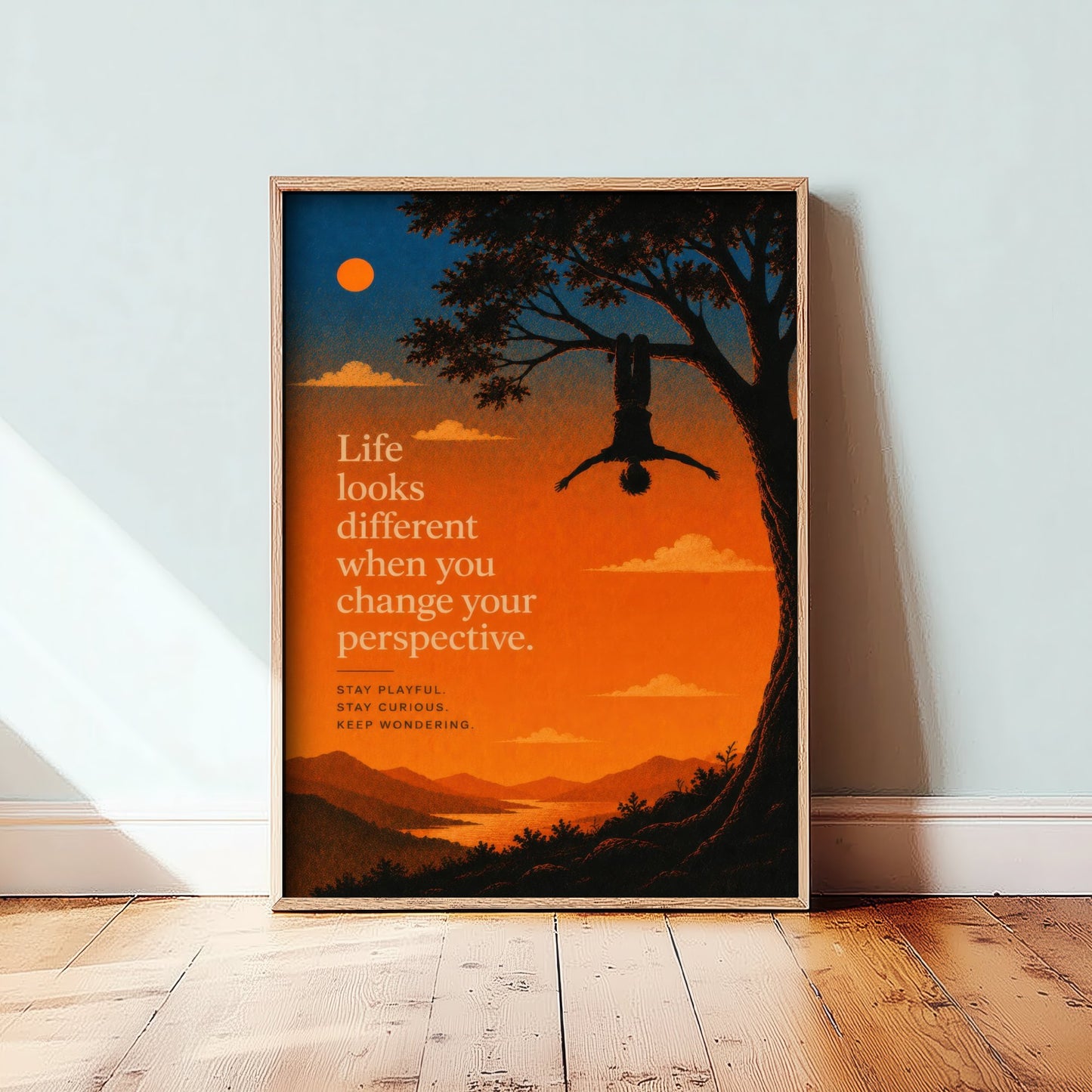 Life Looks Different When You Change Your Perspective - Motivational Quote Print Poster - Sunset Illustration V1 1/3