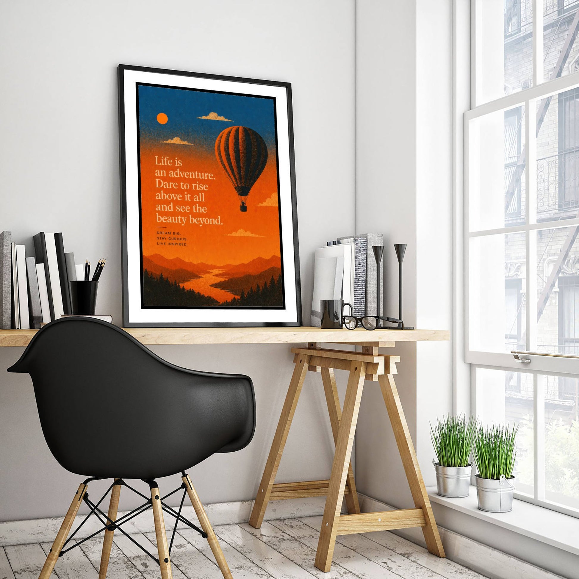 Life Is an Adventure Dare to Rise Above It All and See the Beauty Beyond - Art Print Quote Poster Illustration V1 2/3
