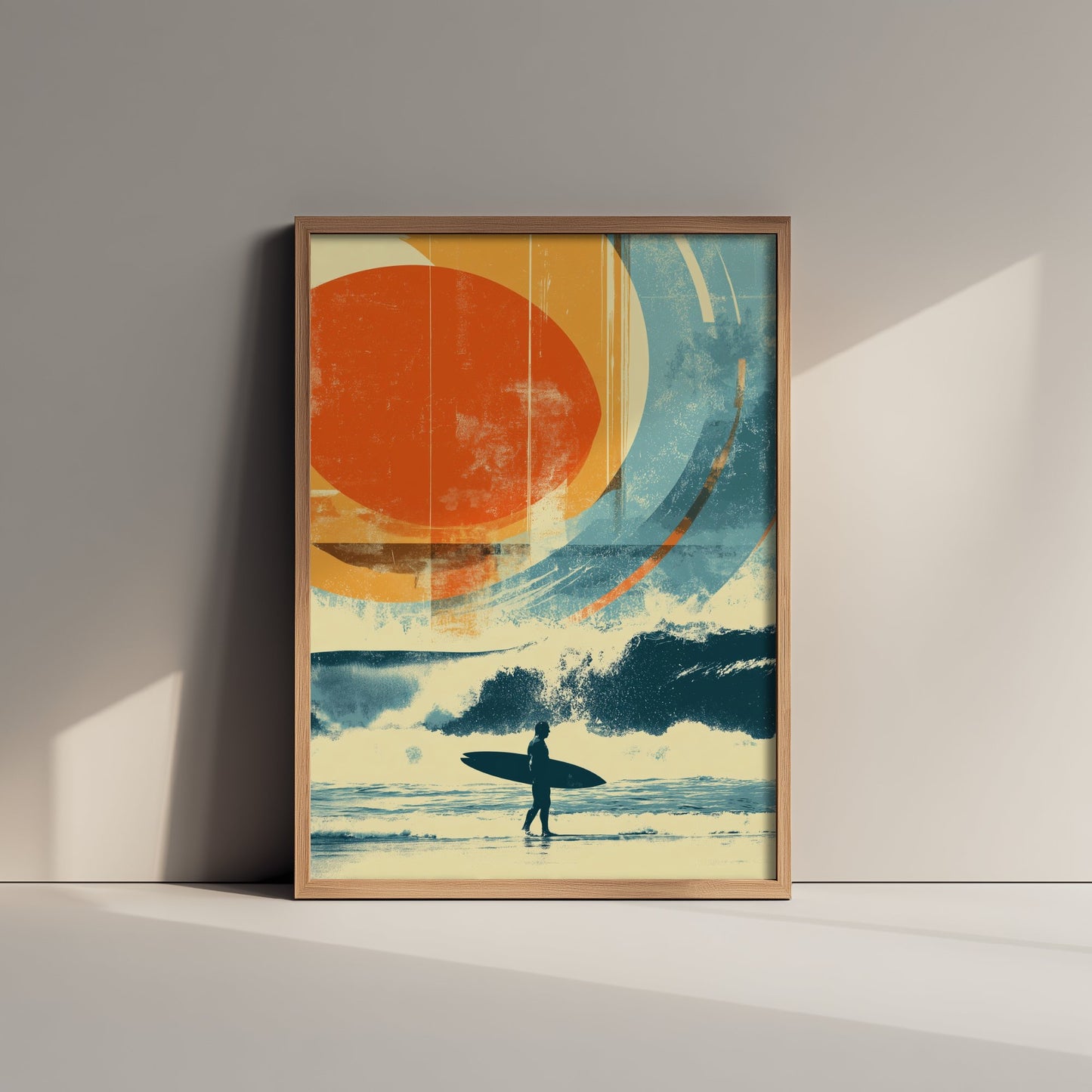 Surfing Collage Art Print - Retro Surfer Poster - Vintage Wave Illustration - Beach Surf Art V1 1/3
