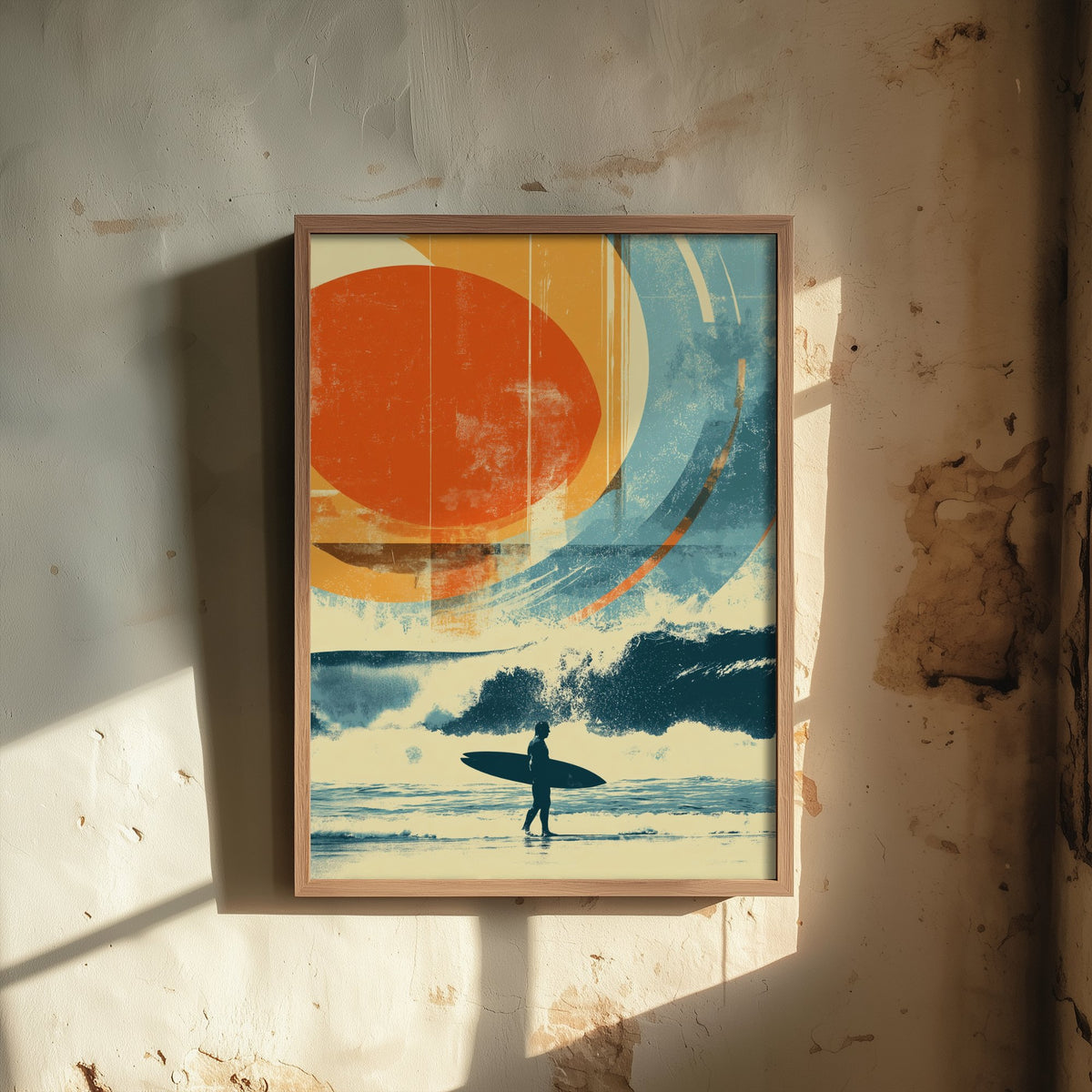 Surfing Collage Art Print - Retro Surfer Poster - Vintage Wave Illustration - Beach Surf Art V1 1/3