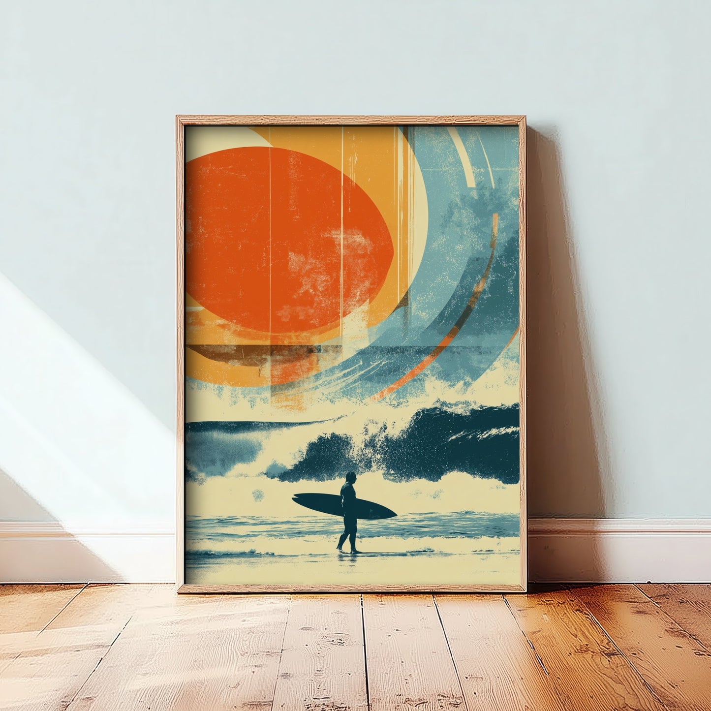Surfing Collage Art Print - Retro Surfer Poster - Vintage Wave Illustration - Beach Surf Art V1 1/3