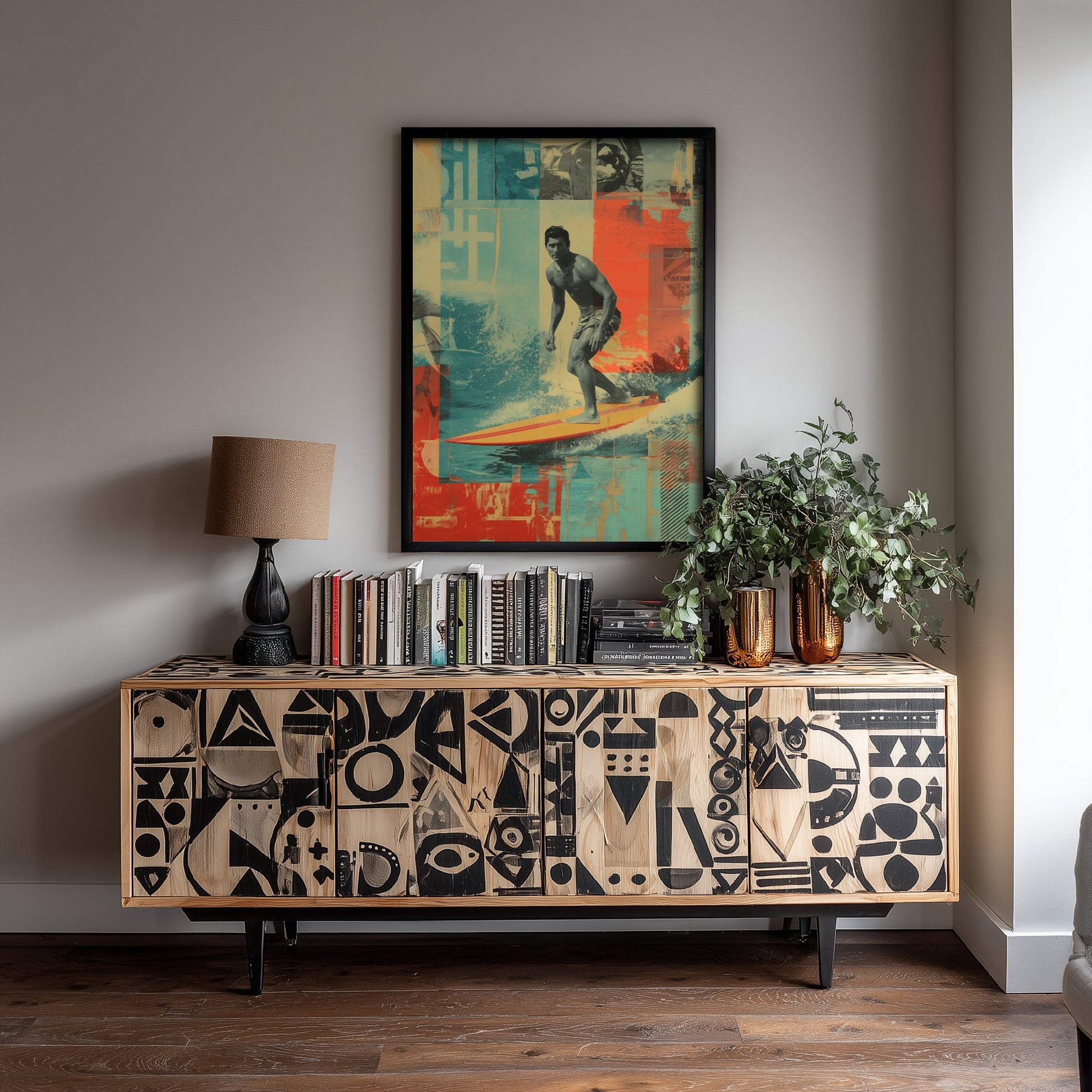 Surfing Collage Art Print - Retro Surfer Poster - Vintage Wave Illustration - Surf Rider V1 2/3