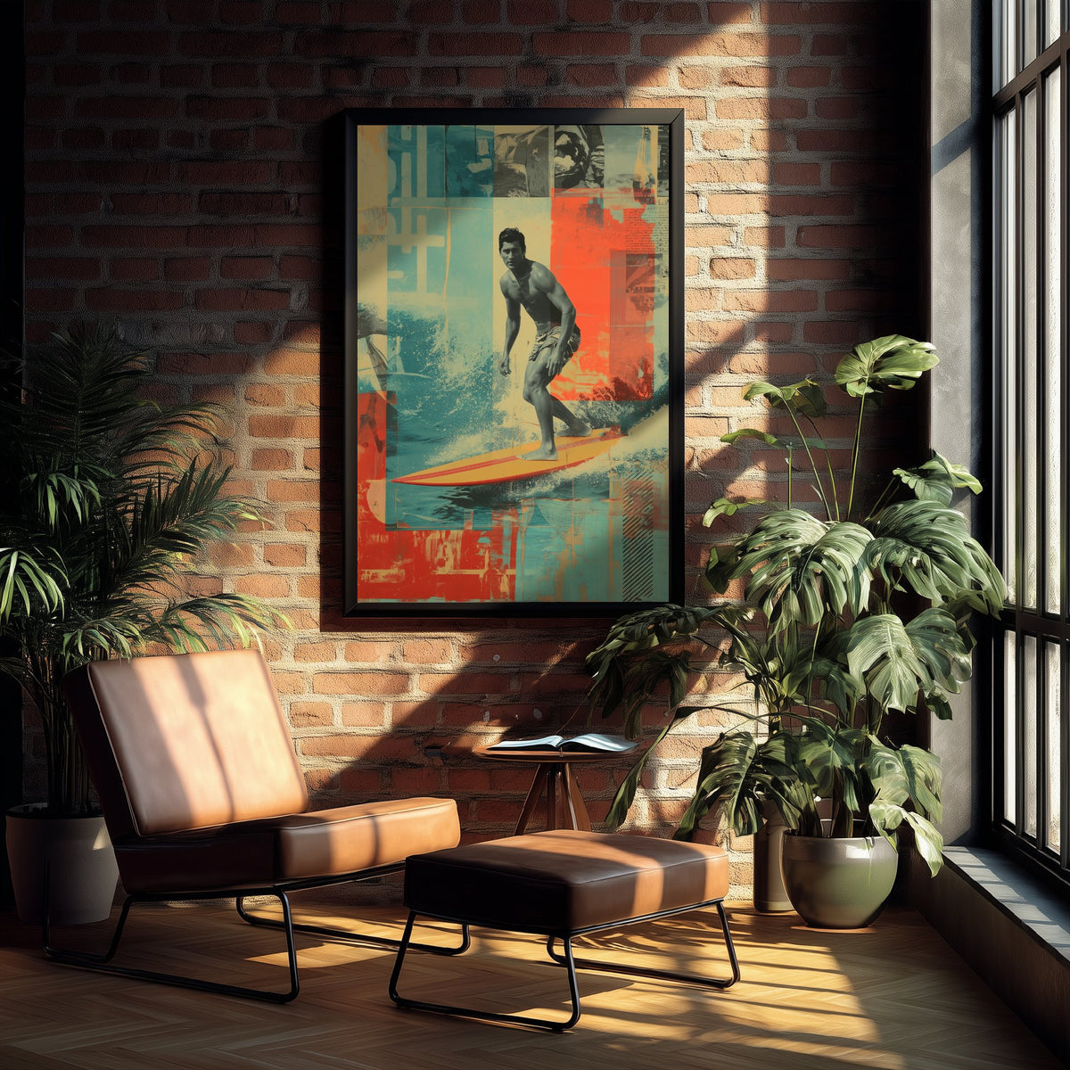 Surfing Collage Art Print - Retro Surfer Poster - Vintage Wave Illustration - Surf Rider V1 2/3