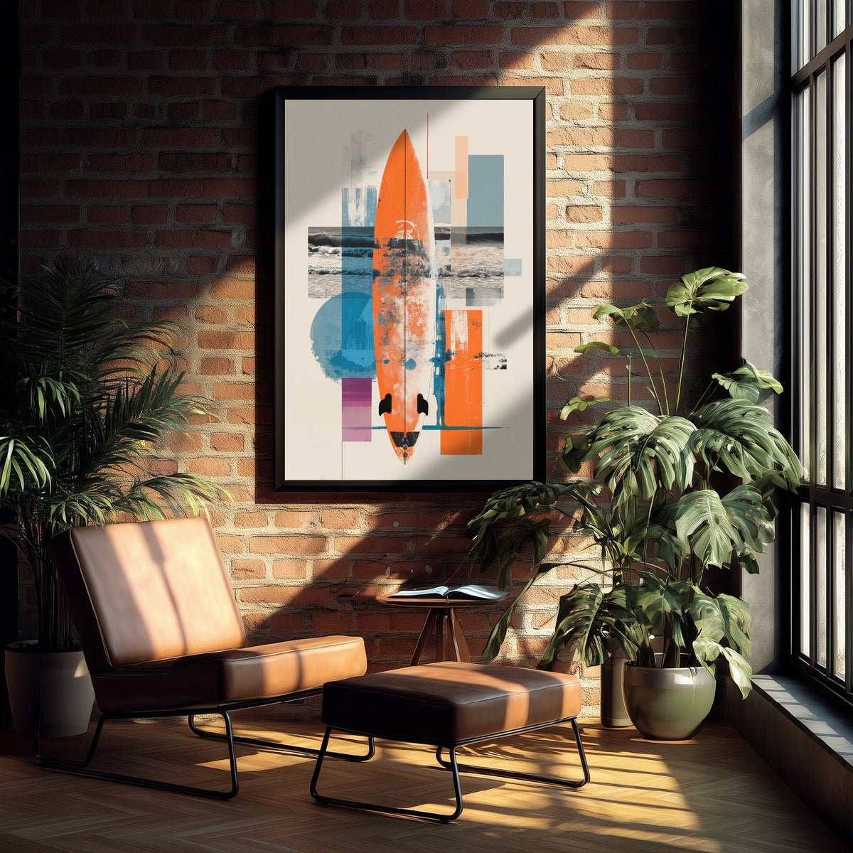 Surfing Collage Art Print - Geometric Surfboard Poster - Retro Surf Illustration - Abstract Surf V2 2/3