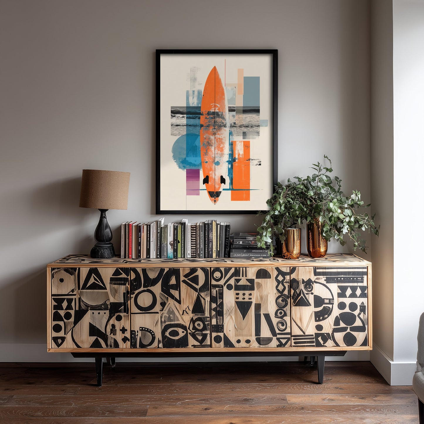 Surfing Collage Art Print - Geometric Surfboard Poster - Retro Surf Illustration - Abstract Surf V2 2/3