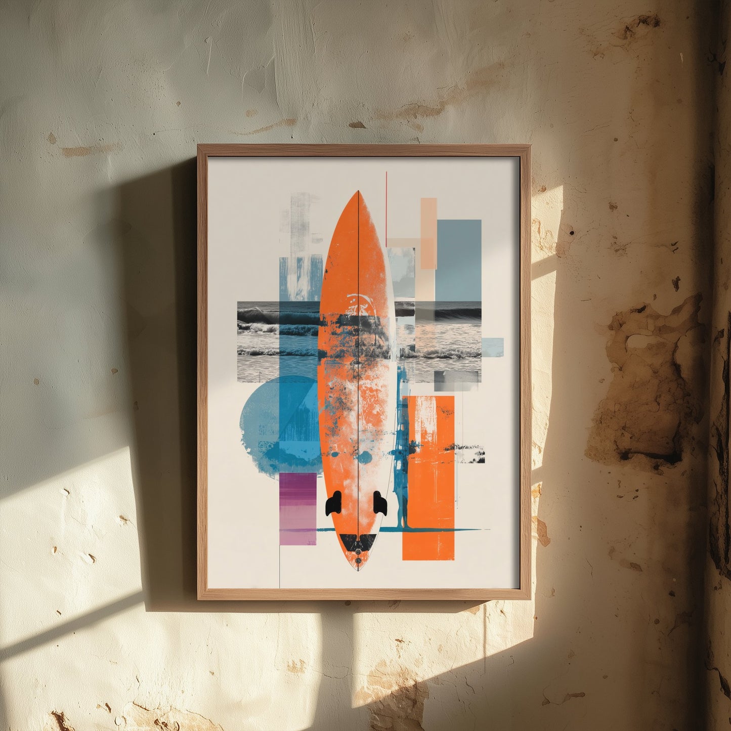 Surfing Collage Art Print - Geometric Surfboard Poster - Retro Surf Illustration - Abstract Surf V2 2/3