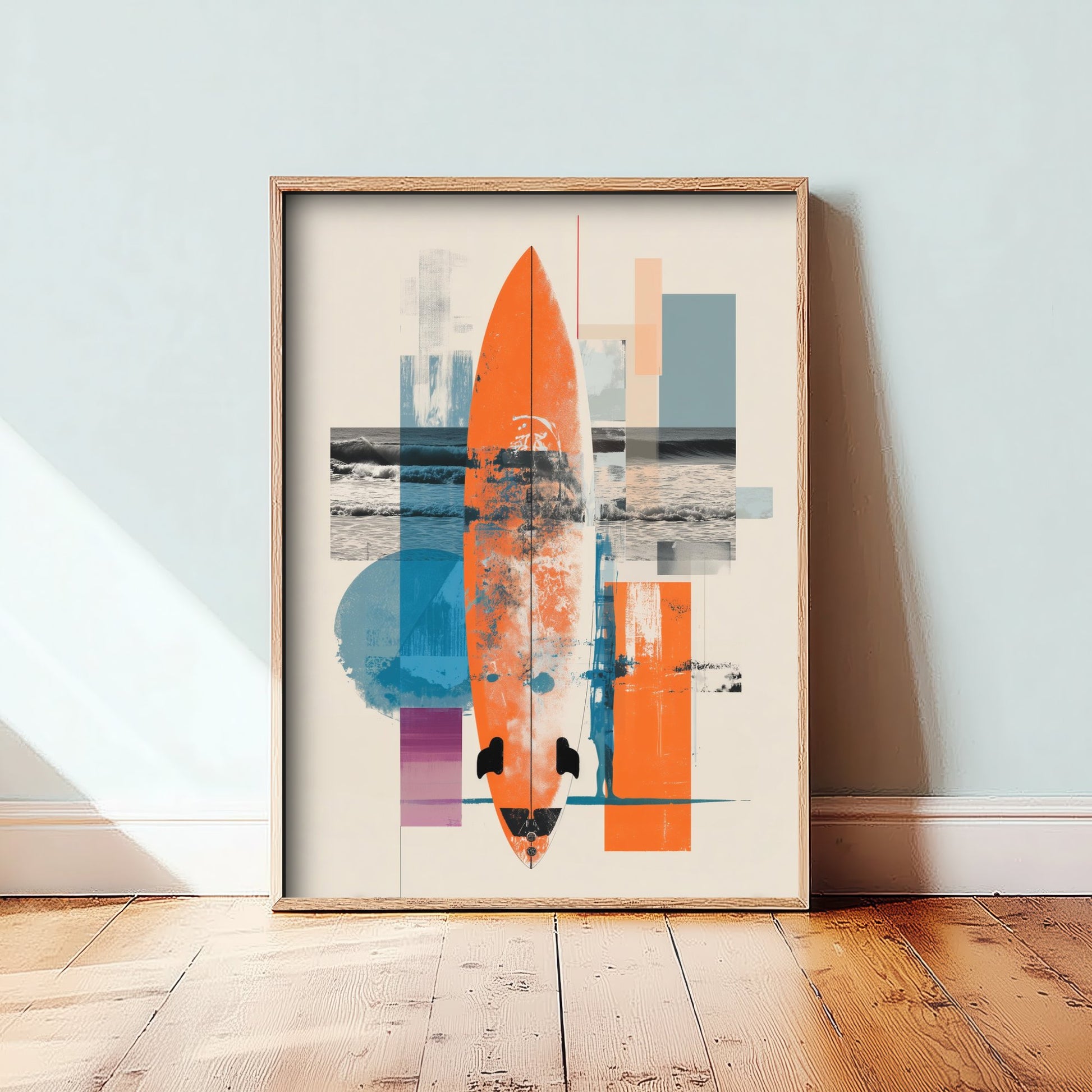 Surfing Collage Art Print - Geometric Surfboard Poster - Retro Surf Illustration - Abstract Surf V2 2/3